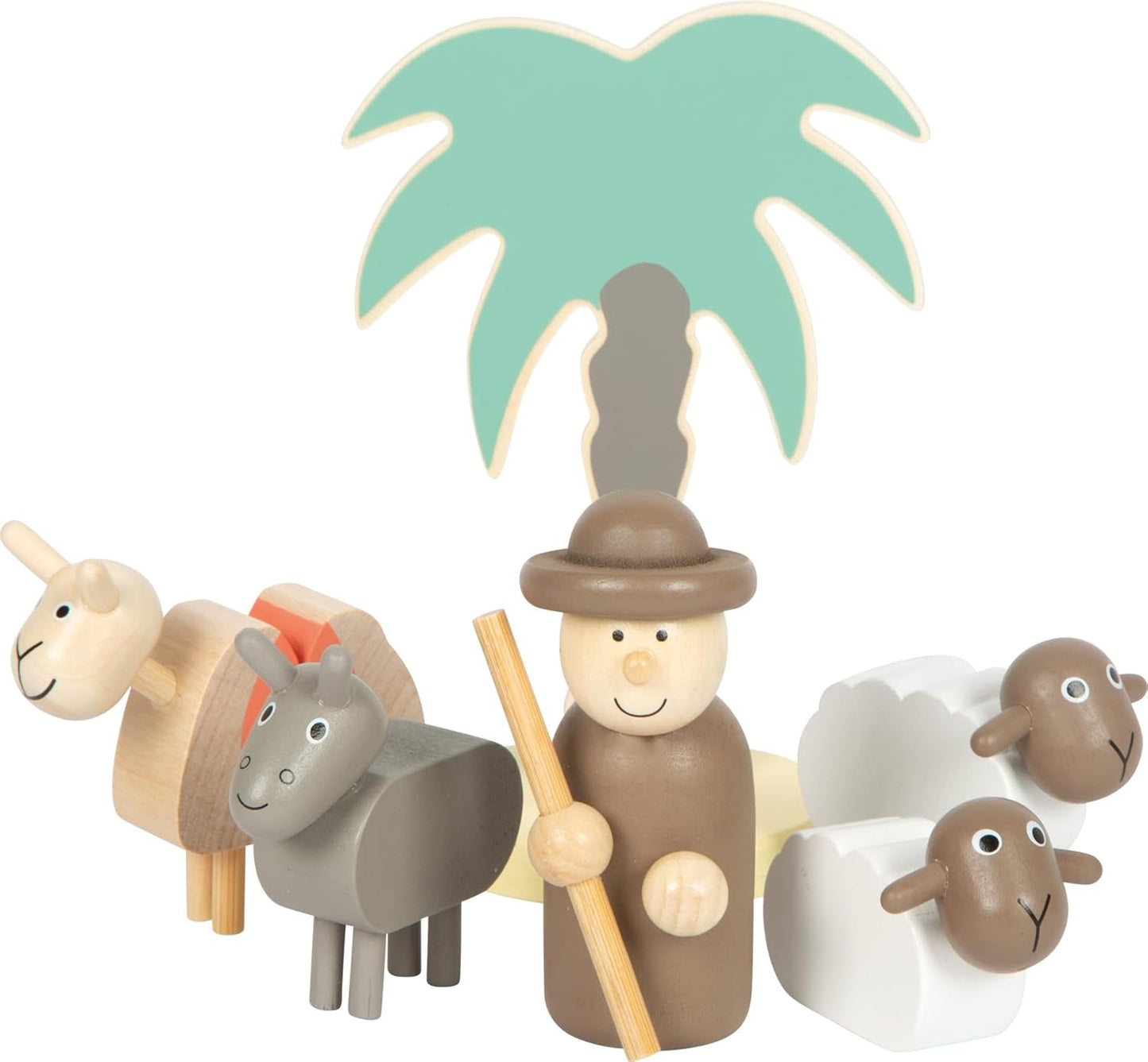 Krippe mit Weihnachtsfiguren-Set, Holzkrippe Weihnachtsgeschichte