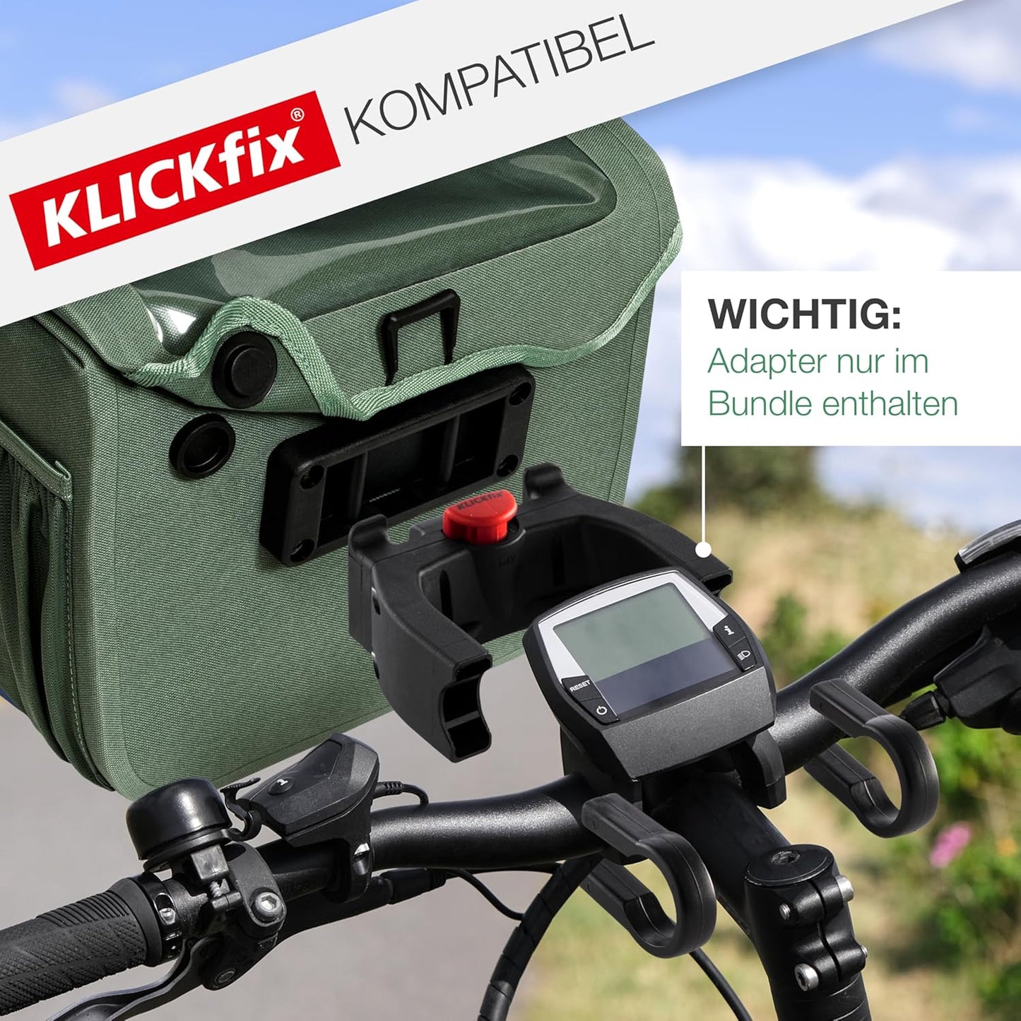 Lenkertasche mit Handyfach, Grün Einzeln