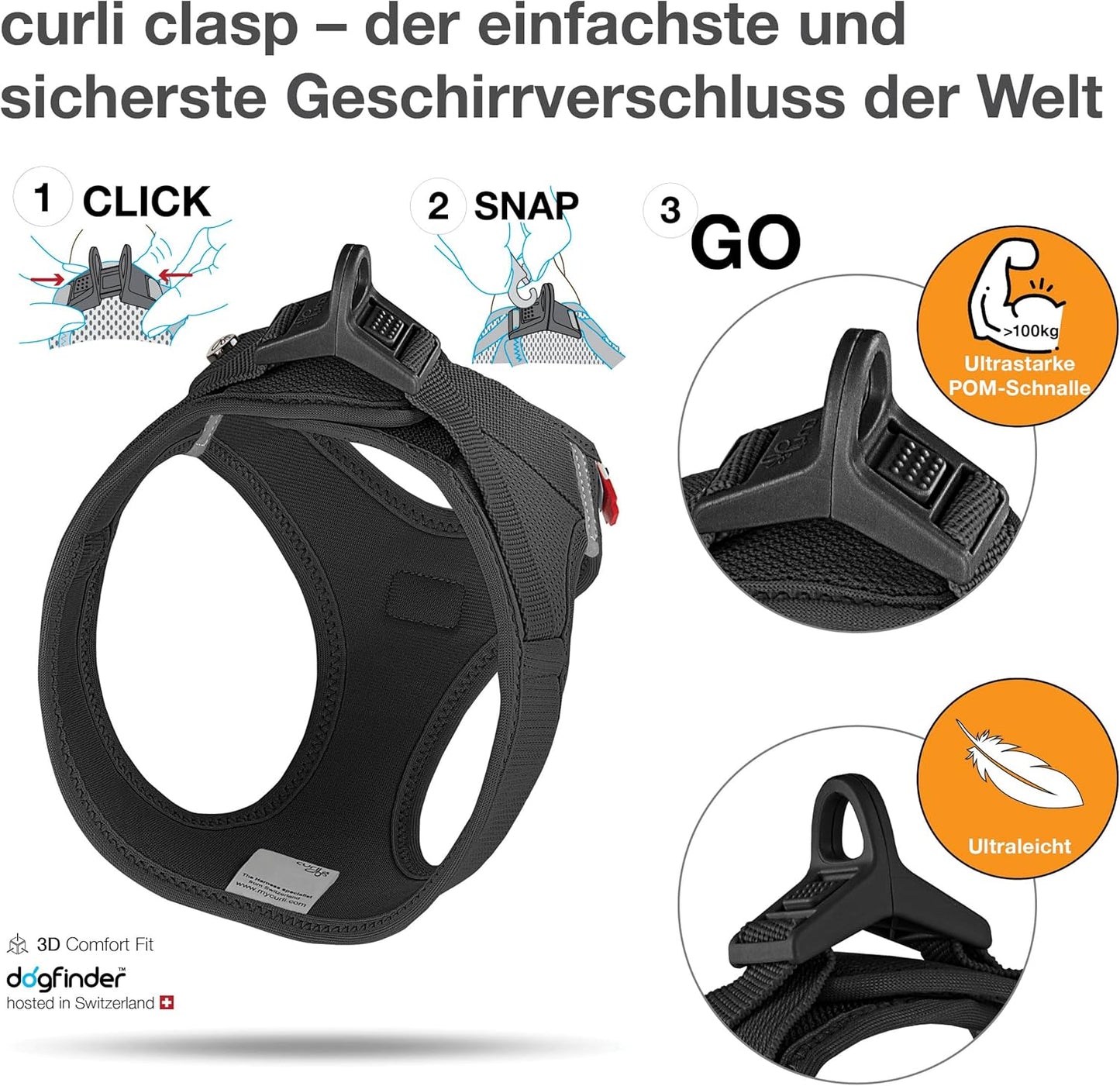 Geschirr Vest Air-Mesh, Schwarz, S, Einfarbig