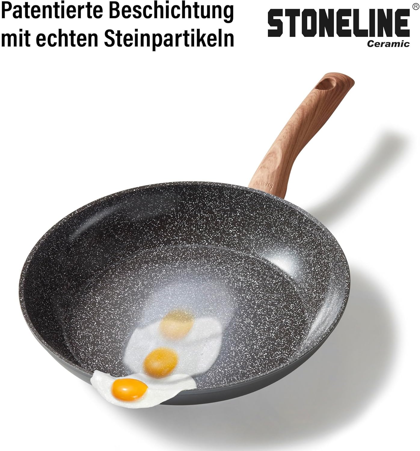 14-teiliges Kochgeschirr-Set, Induktionstauglich, 14-teilig, Holzoptik