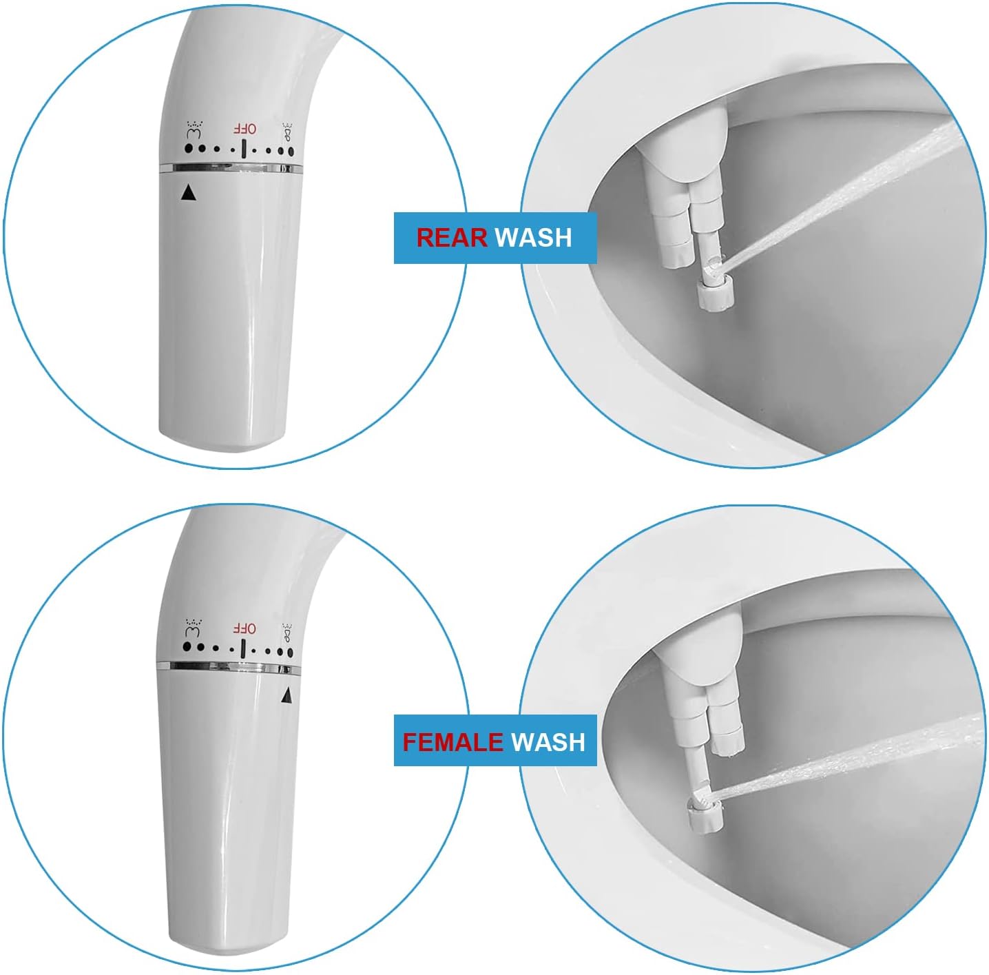 Bidet-Aufsatz mit Doppel-Düsen für Linkshänder, Left Hand Control