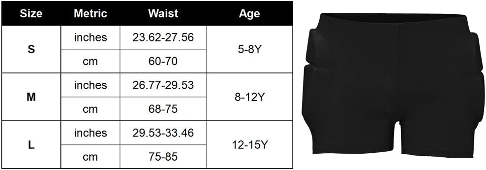 Gepolsterte Hüft-Shorts für Kinder, M Schwarz