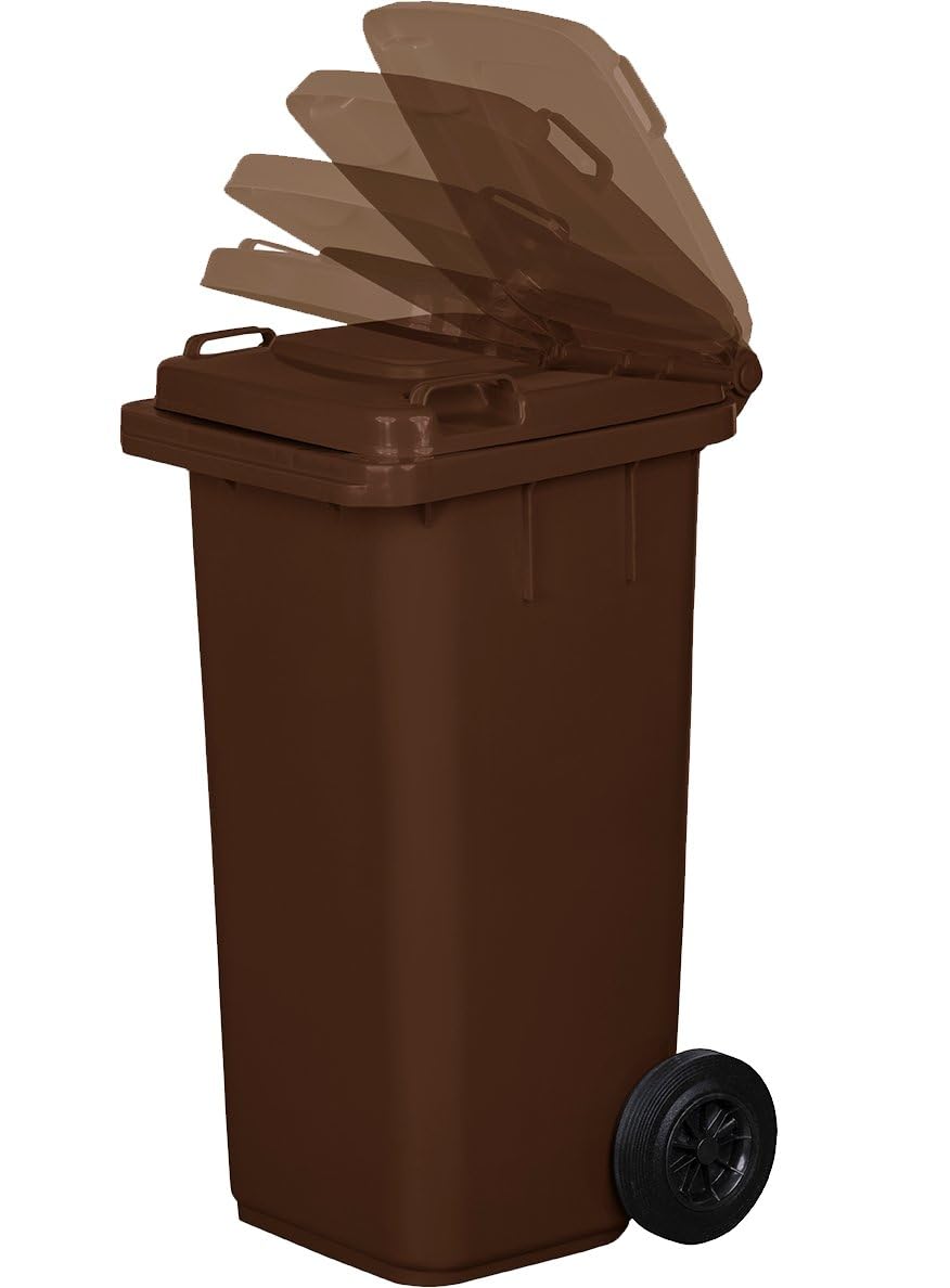 Mülltonne mit 2 geräuschlosen Rädern, Braun