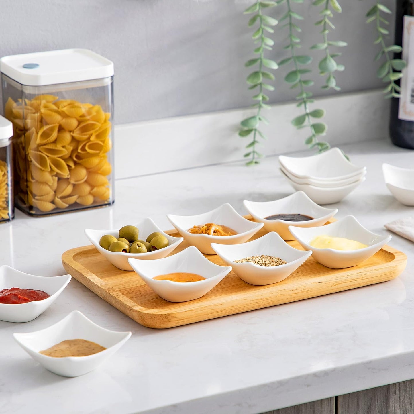 6-teiliges Snack- & Dipschale-Set, 60 ml Weiss/Flyaway Orchidee