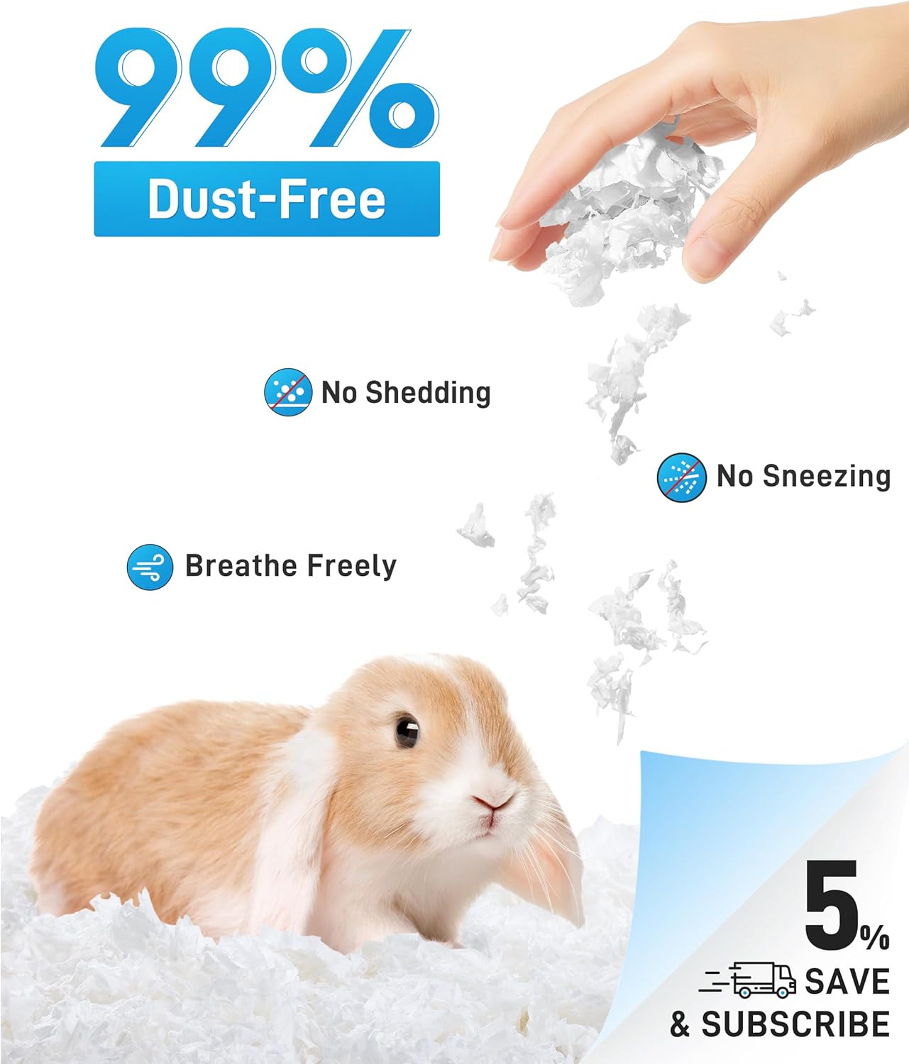 Hamster- und Kleintierstreu, staubfrei & saugfähig, 101L Weiss