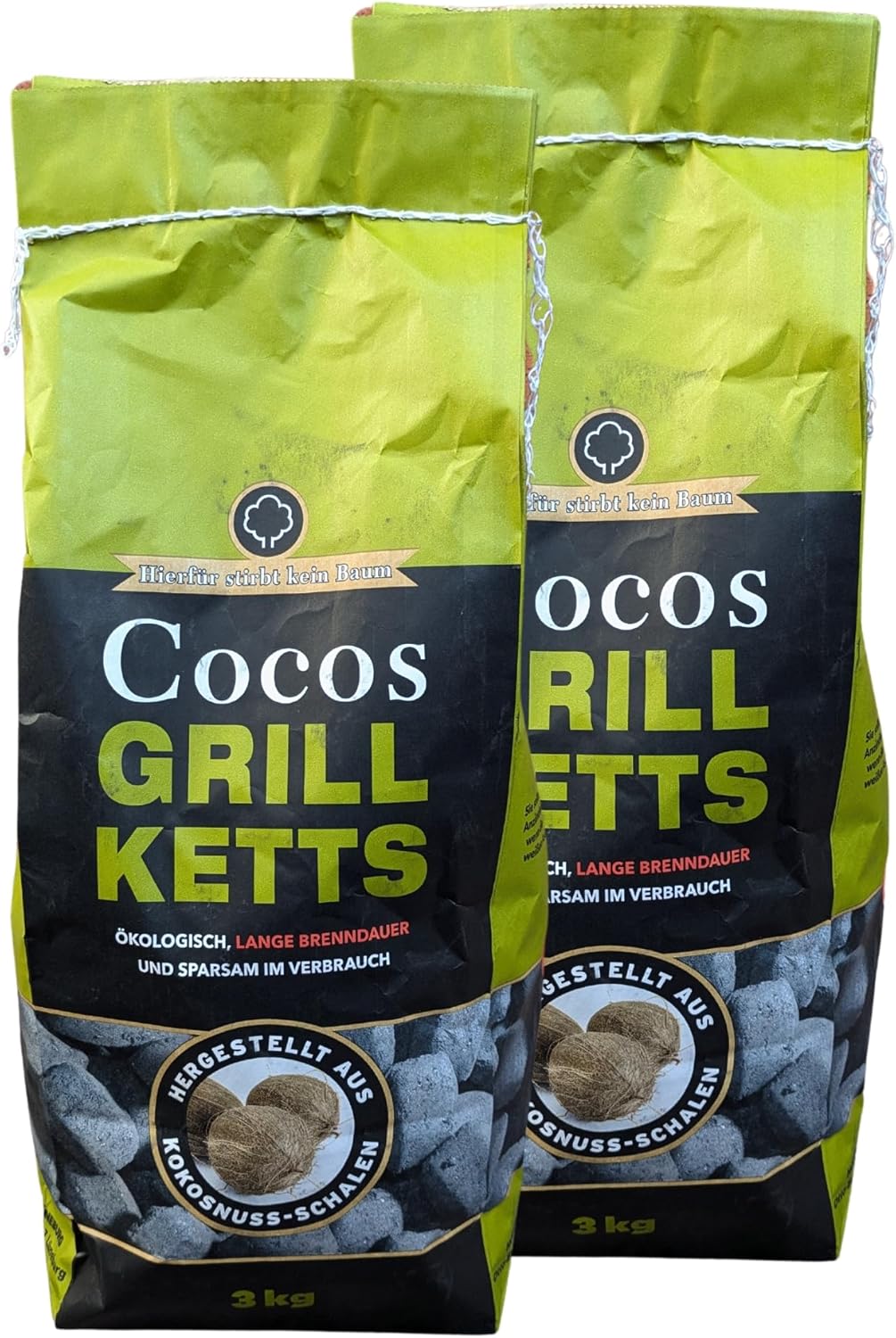 Raucharme Grillbriketts aus Kokos-Kohle, 6kg + 1 HL Kauf Block