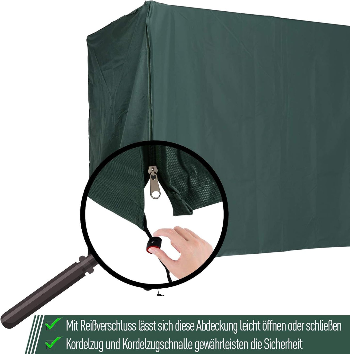 Abdeckung für Hollywoodschaukel, 177L x 114B x 152H cm Dunkelgrün