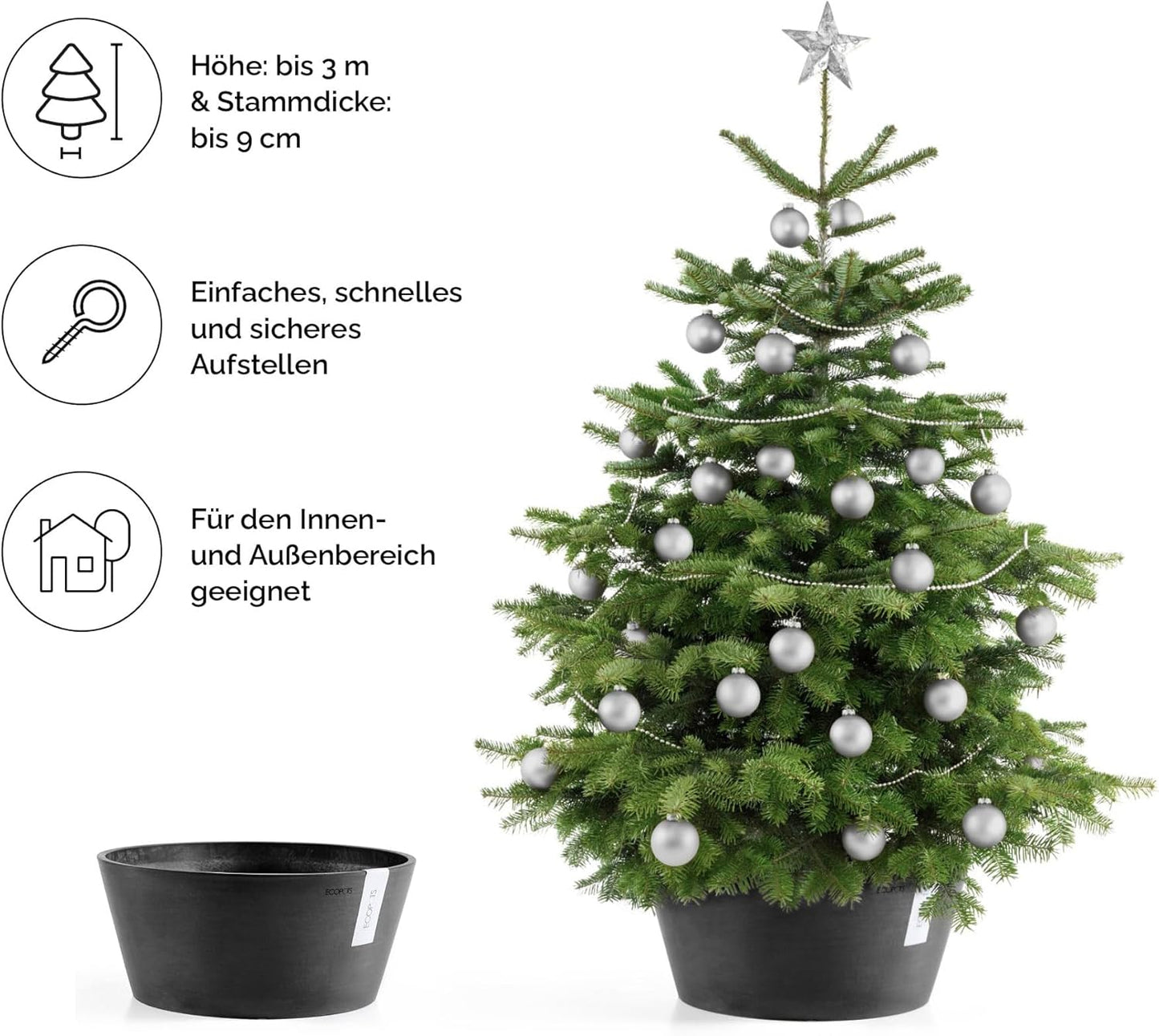 Christbaumständer mit Wasserspeicher, ø 50 cm Dunkelgrau