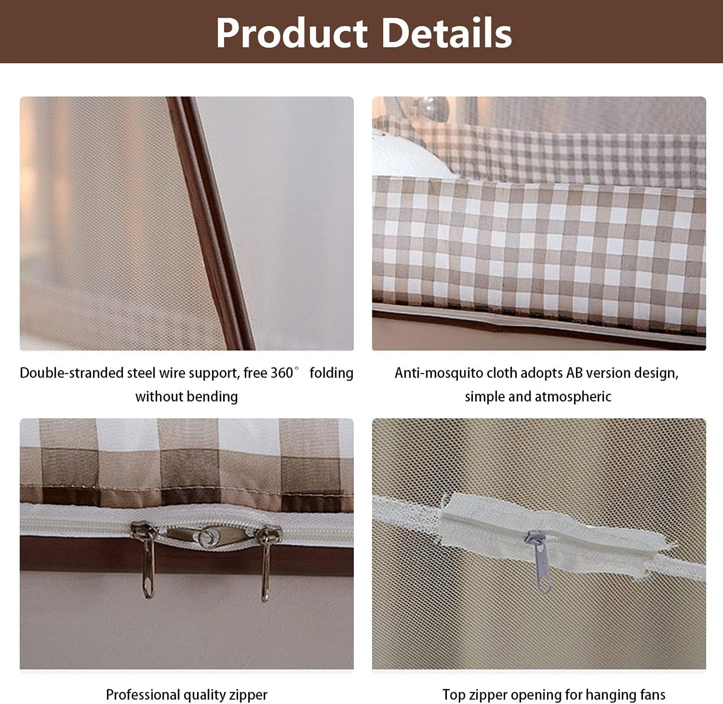 Pop Up Moskitonetz 200×150×150 cm, Braun 200x150x150 cm (1er Pack)