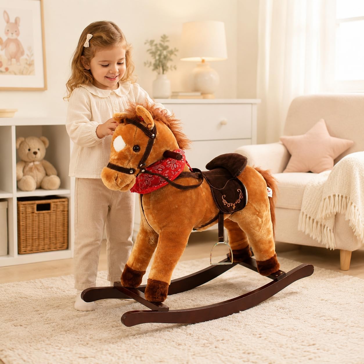 Schaukelpferd Cowboy mit Sound & beweglichen Lippen
