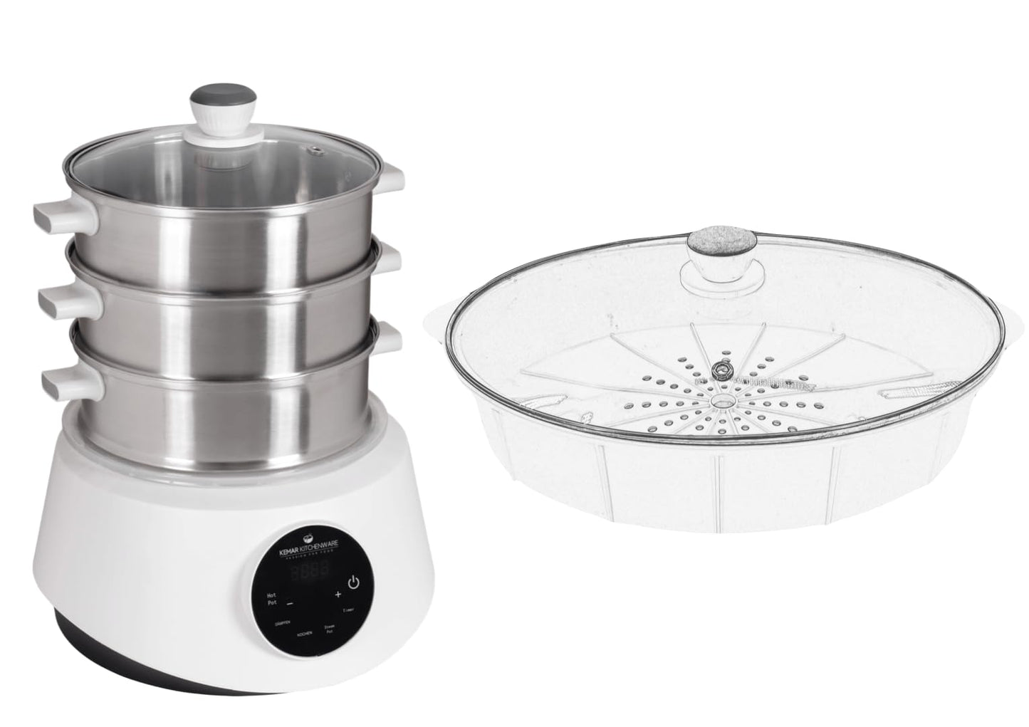 Dampfgarer & Fondue-Set KFS-3000, KFS-3000 + XXL Dämpfkorb