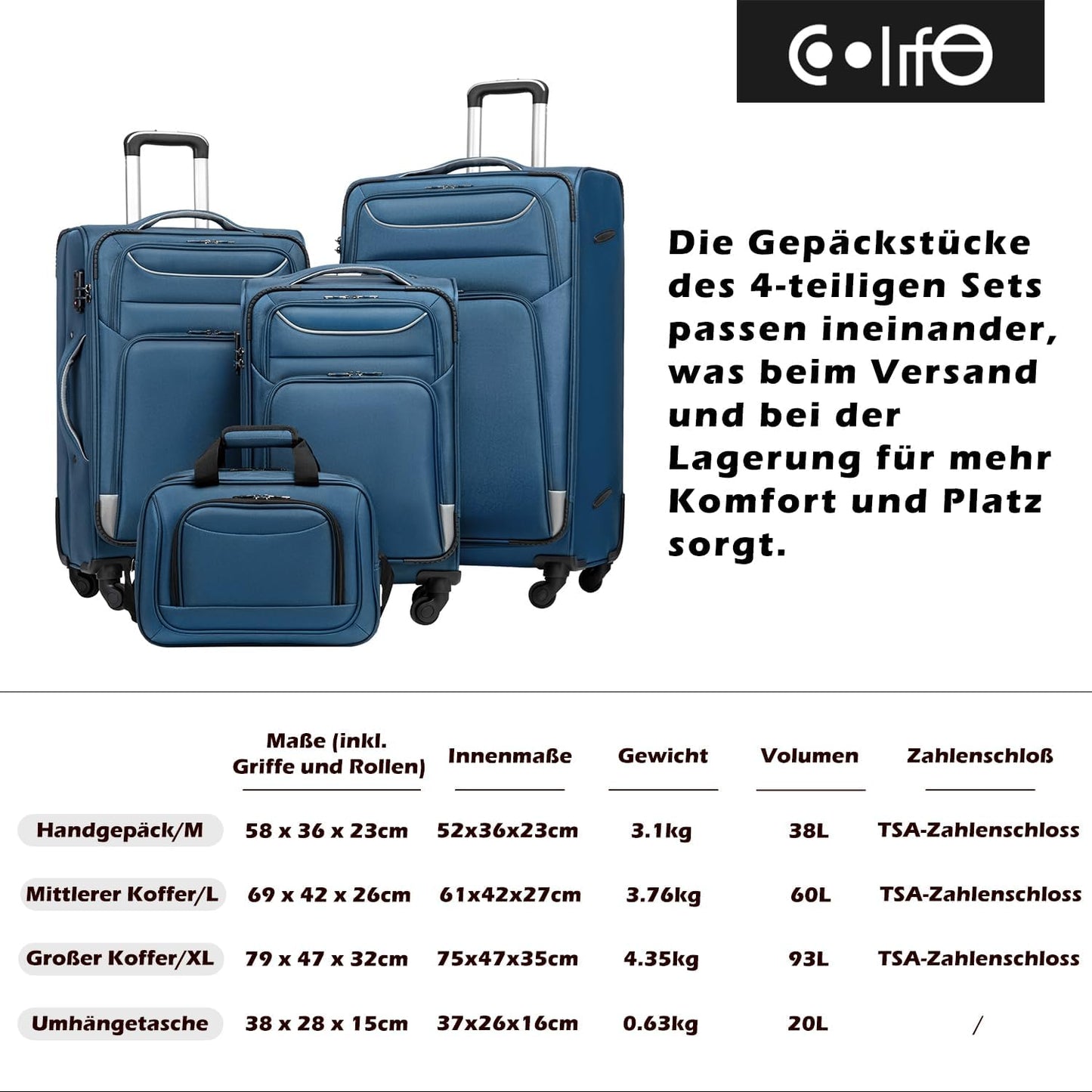 2-teiliges Handgepäck-Set mit Umhängetasche, Handgepäck-Set 2tlg Schwarz+rot