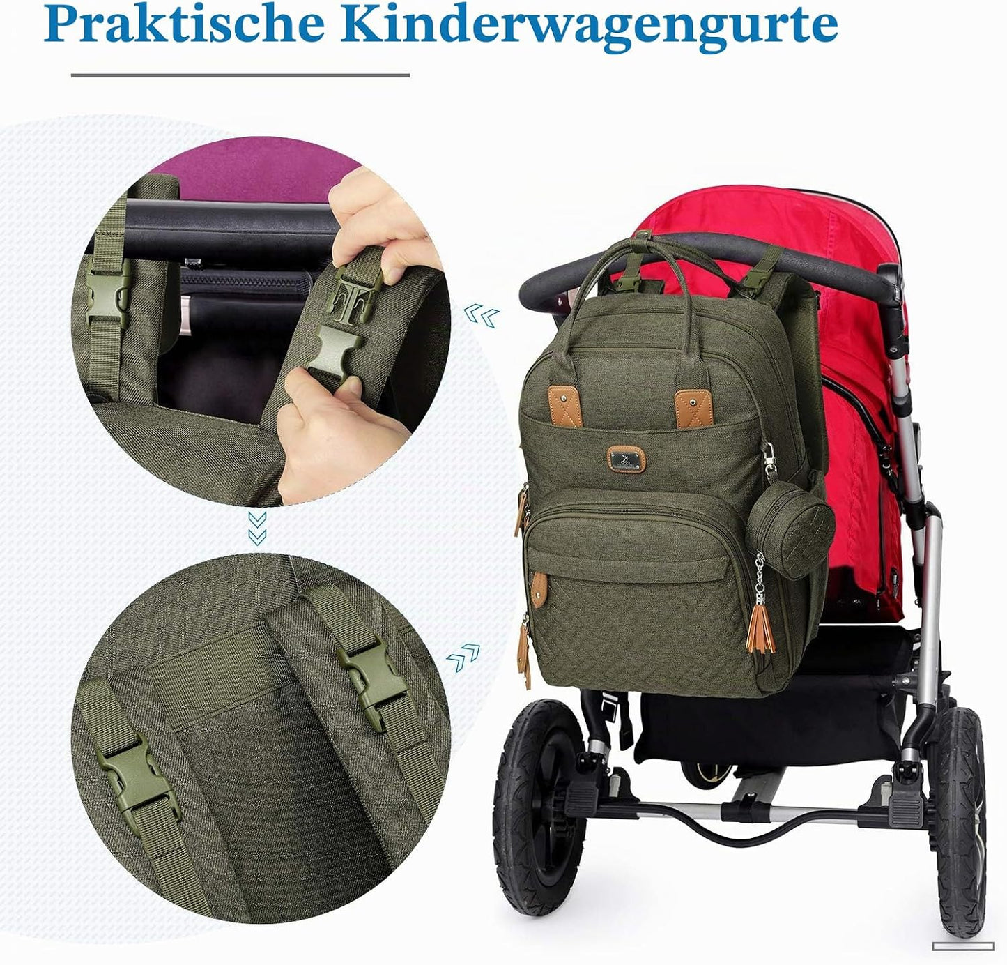 Wickelrucksack mit Wickelauflage, Armeegrün