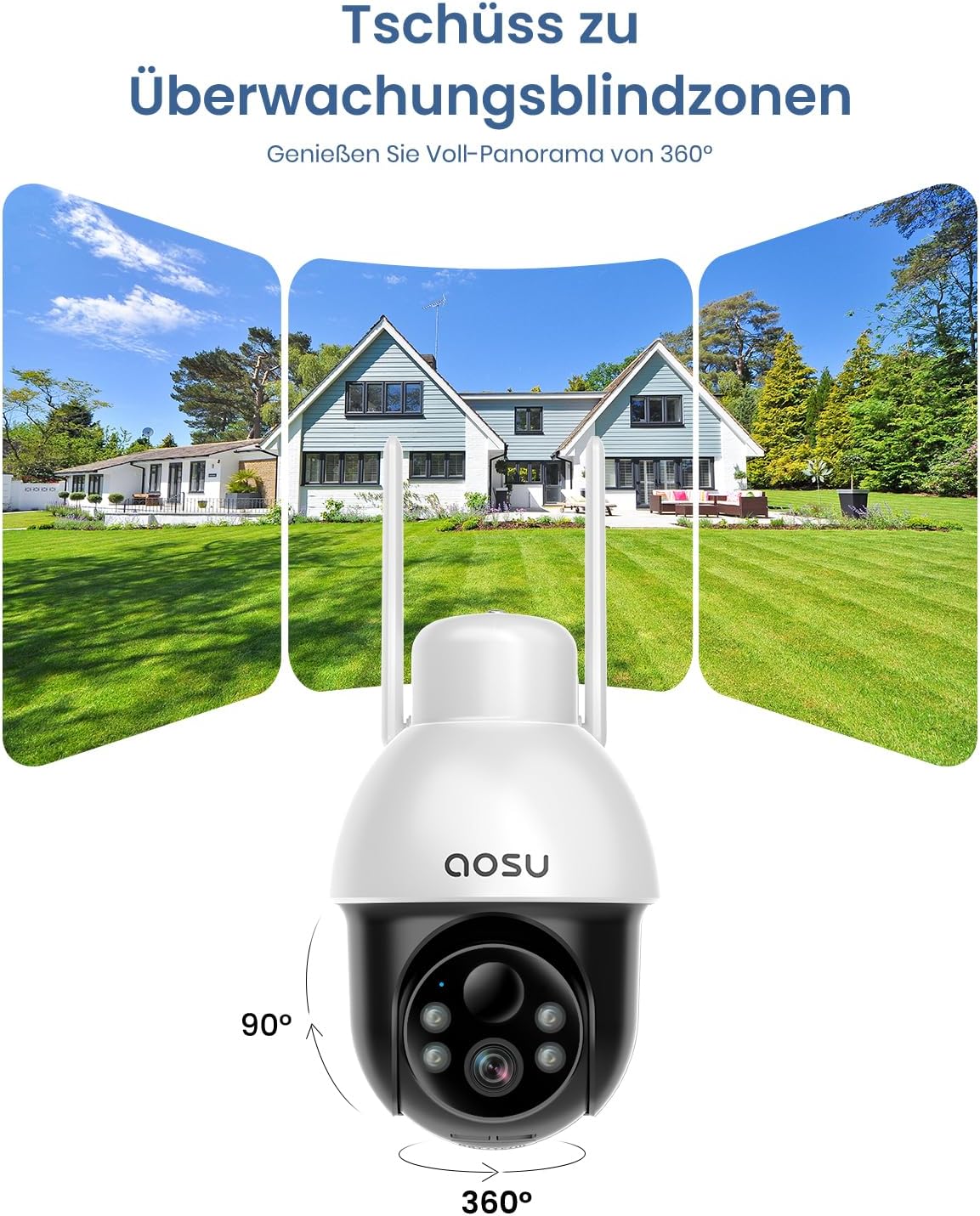 2-teiliges Überwachungskamera Set mit Solarpanel und PTZ, 2 Pack