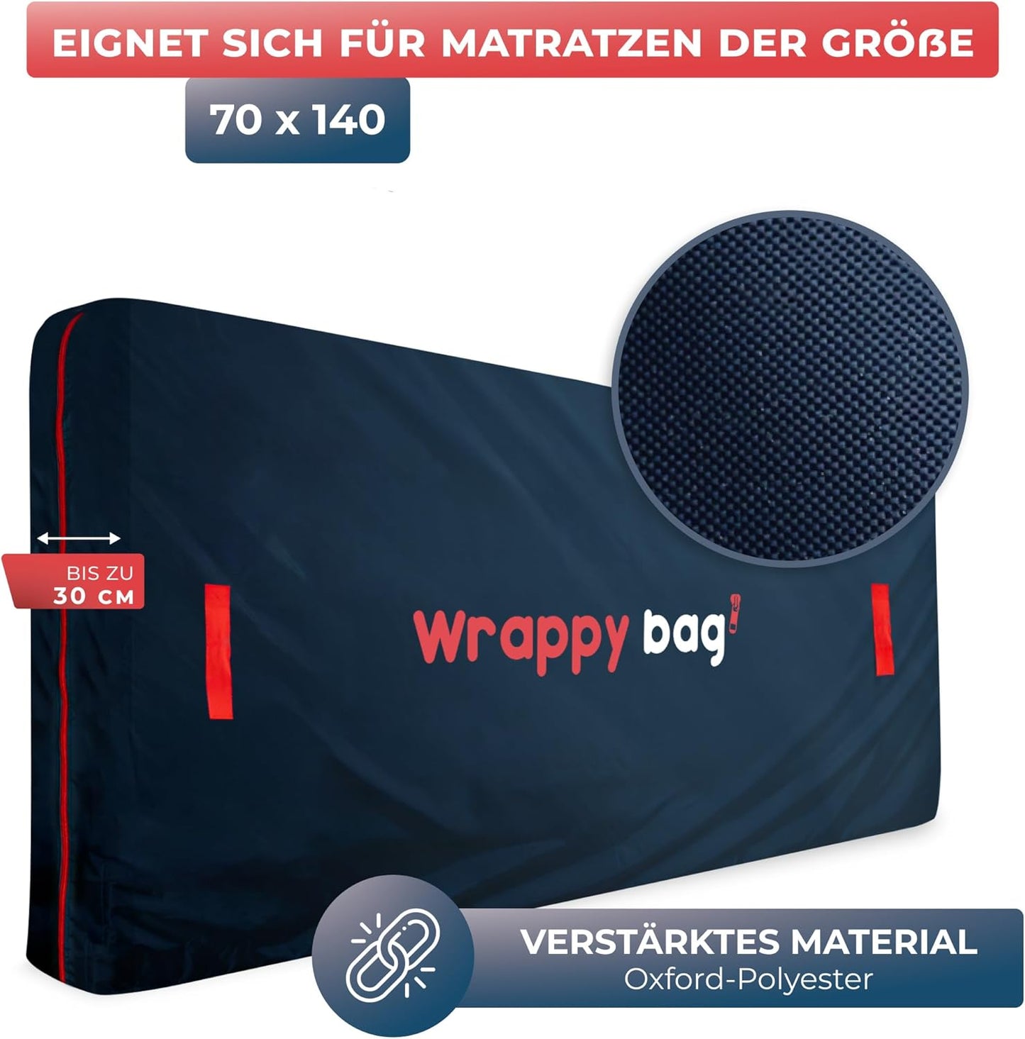 Matratzenhülle mit Tragegriffen, 70x140