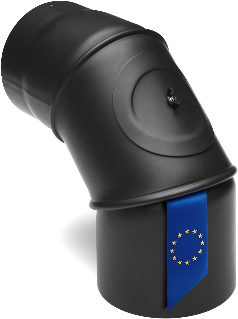 Verstellbarer Rauchrohrbogen mit Reinigungsöffnung 150 mm, 150 Schwarz