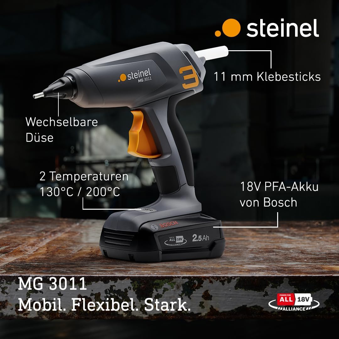Akku Heissklebepistole MobileGlue 3011 Set, Inkl. 2.5 Ah Akku & Ladegerät