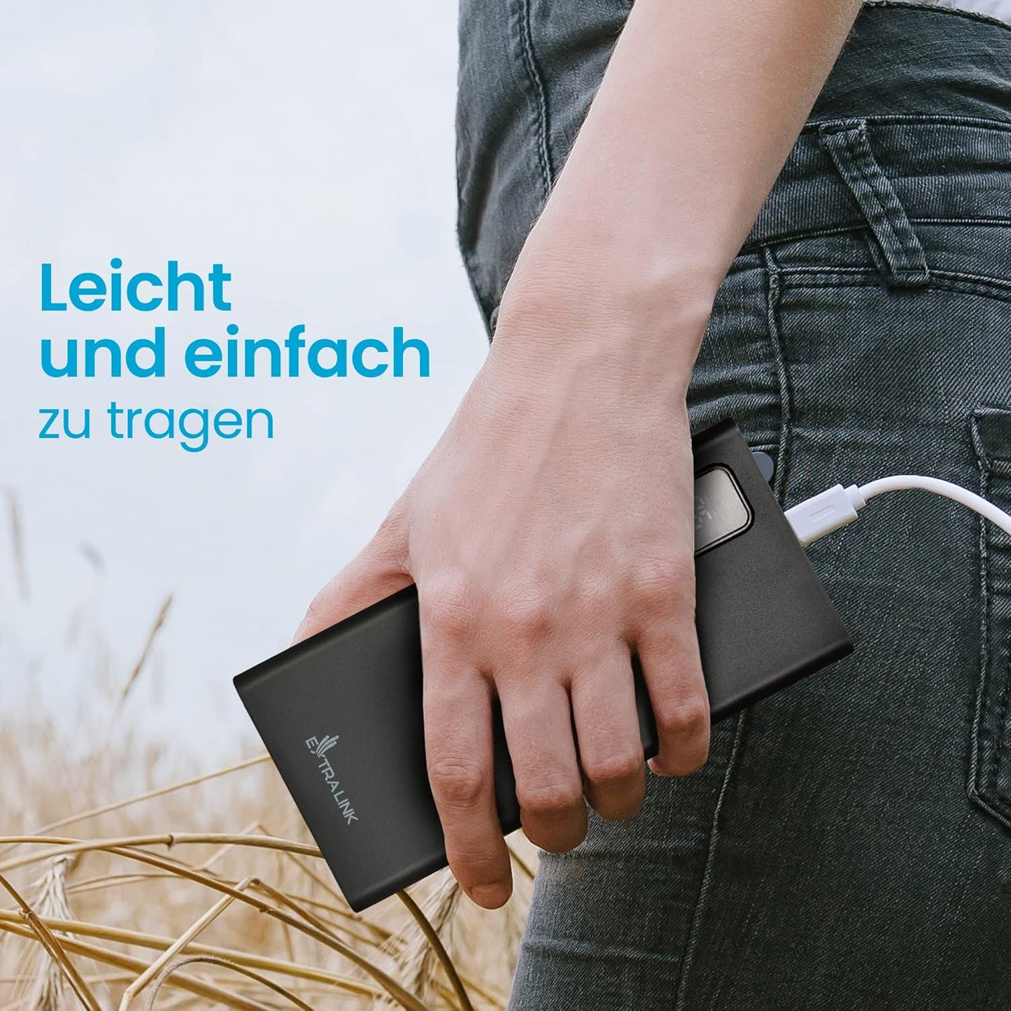 Powerbank mit Schnellladefunktion, 10000mAh/22.5W/Schwarz