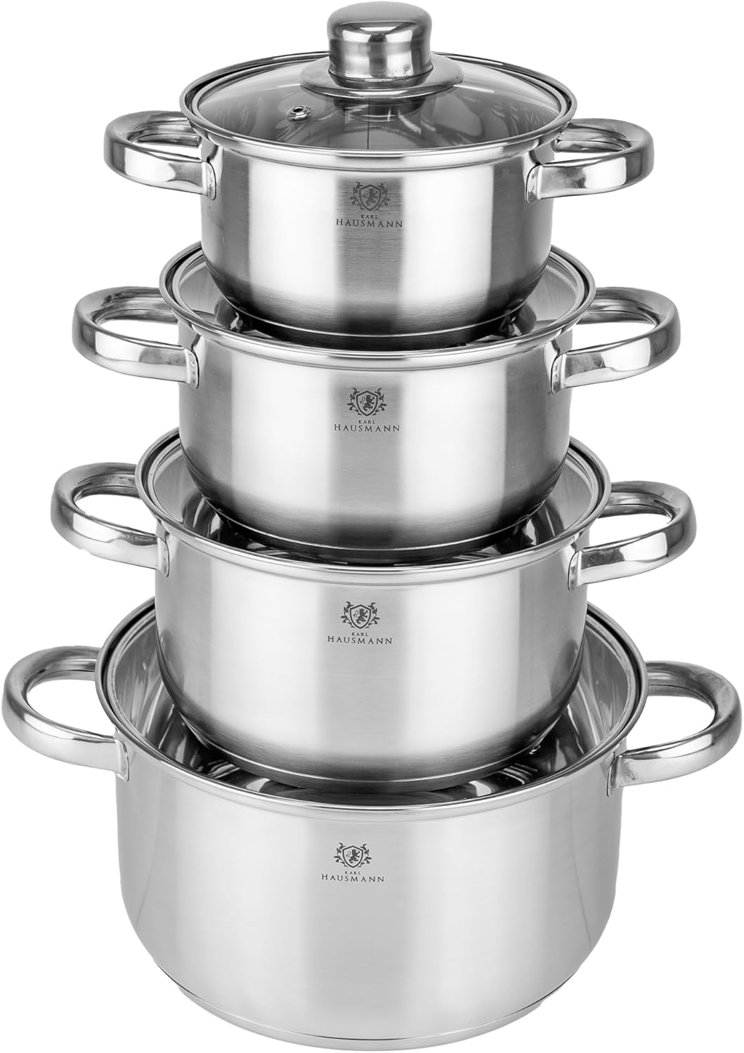 Topfset Induktion 4-teilig mit Glasdeckel