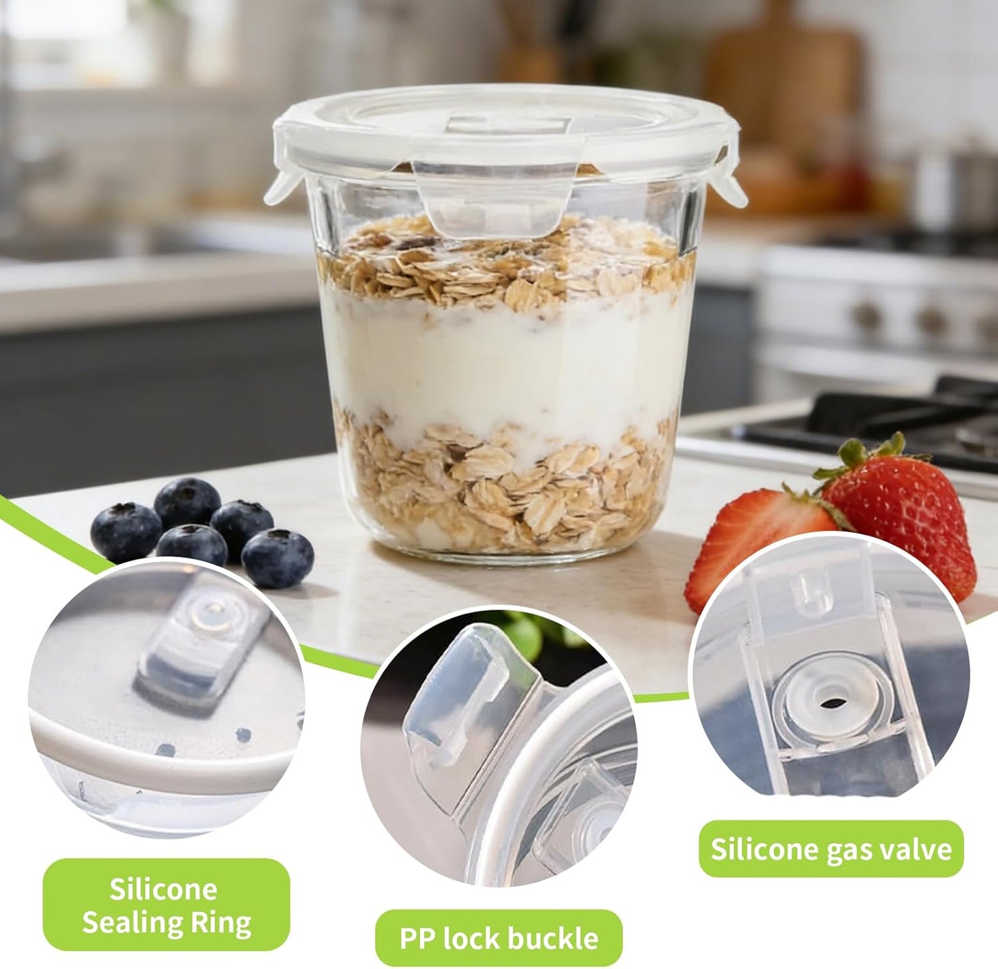 Runde Glas-Meal-Prep-Behälter (4 Stück, 710ml)