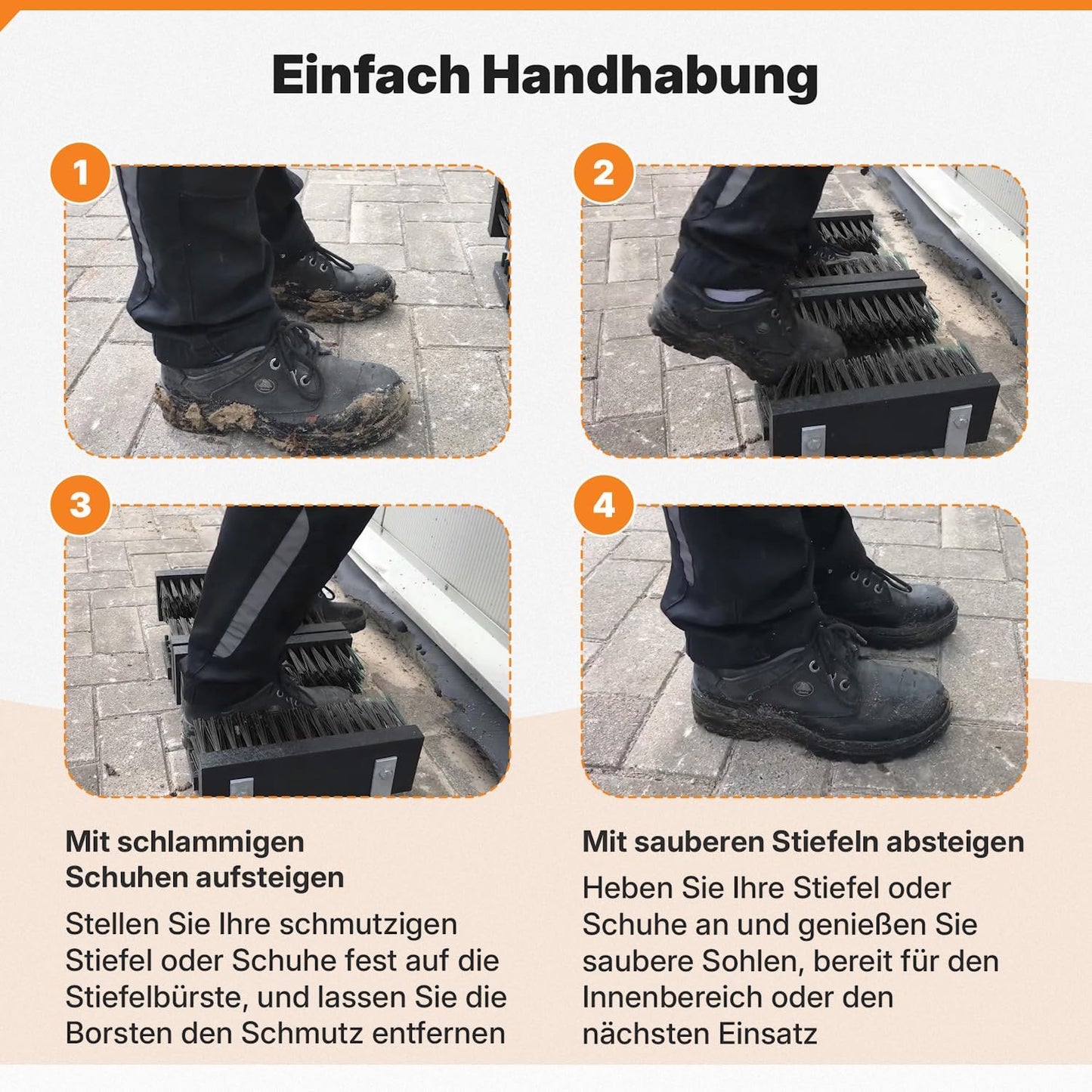 Schuhabstreifer mit Halterung, 60x30cm Schwarz