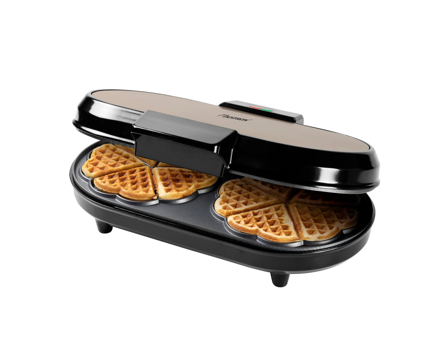 Doppel-Waffeleisen für Herzwaffeln, 1.200 Watt, Beige