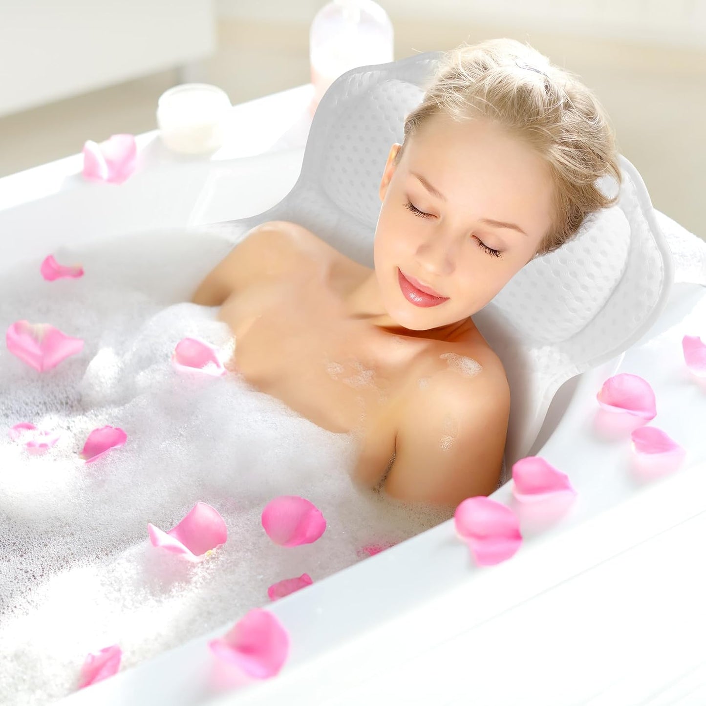 Badewannenkissen mit Saugnäpfen, Weiss