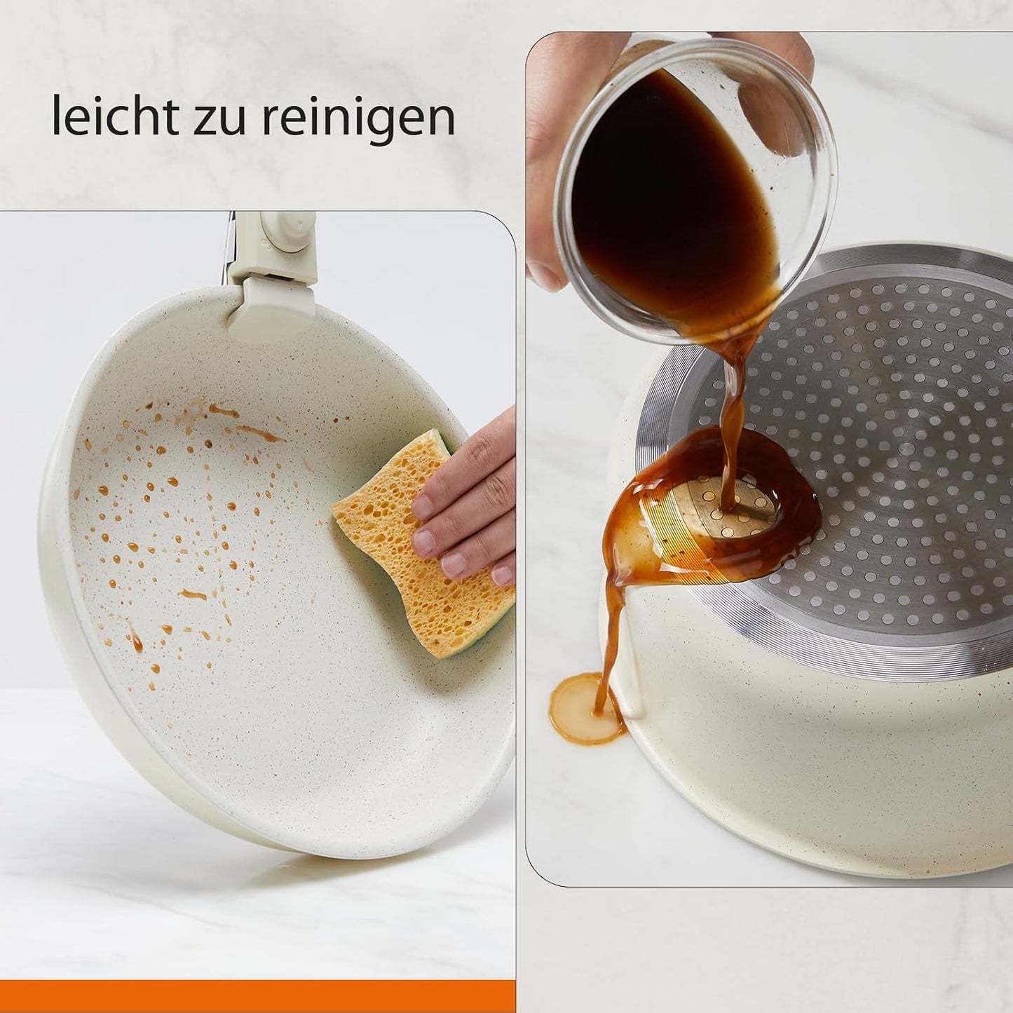 12-teiliges Töpfe und Pfannen Set mit abnehmbaren Griffen, Beige 12-Piece Set