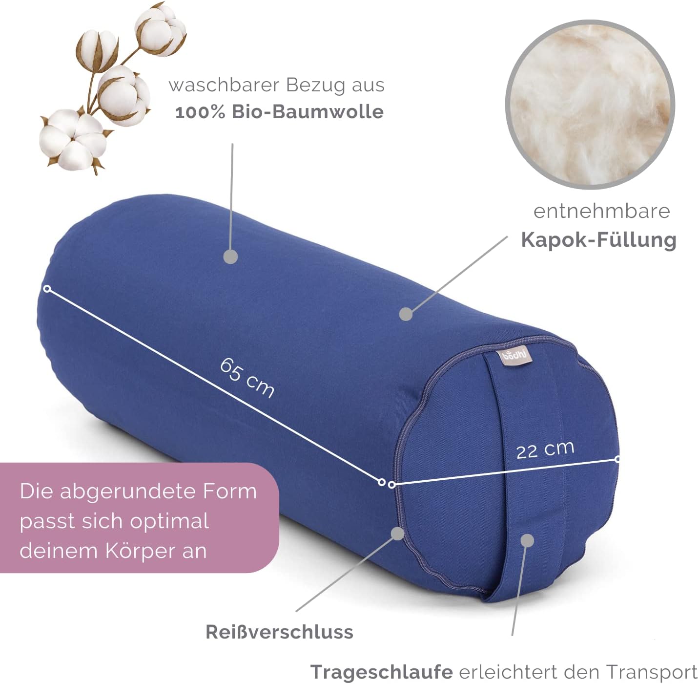 Waschbares Yoga Bolster, dunkelblau