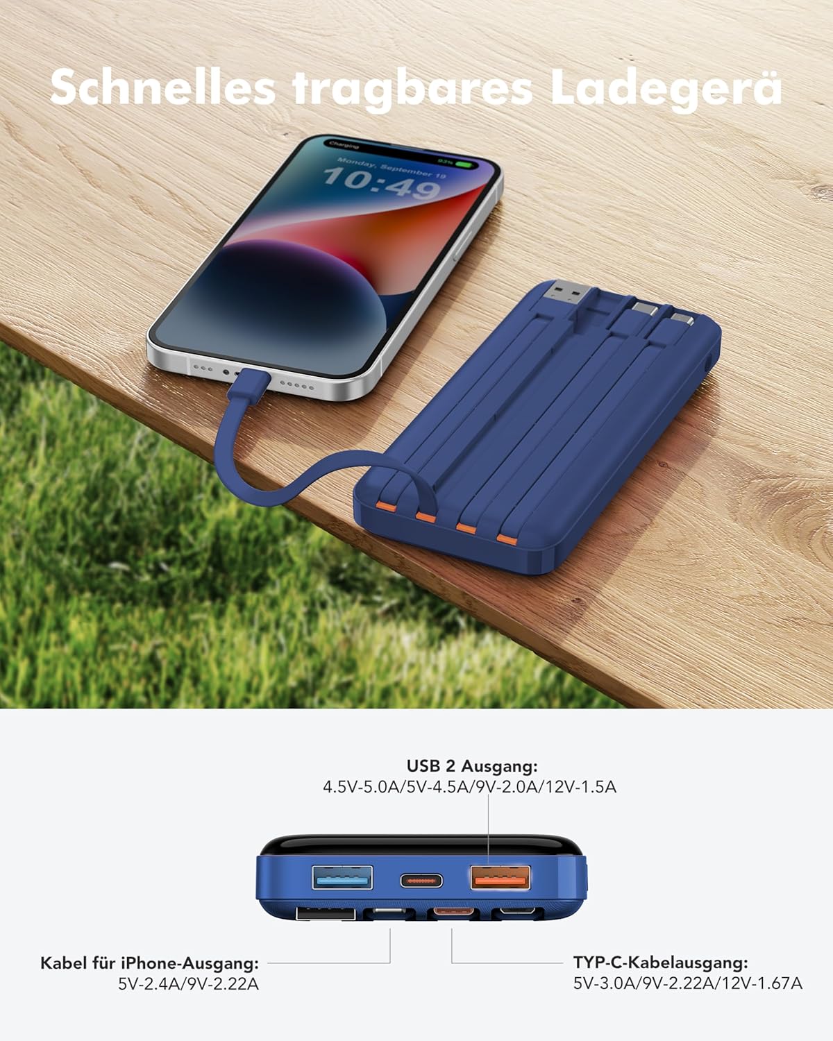 Powerbank, Blau 20000mAh