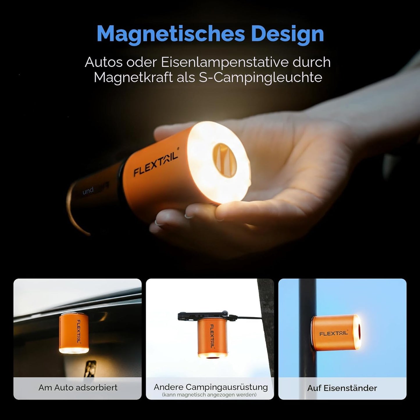 Elektrische Luftpumpe Tiny Pump 2X, Orange mit Licht