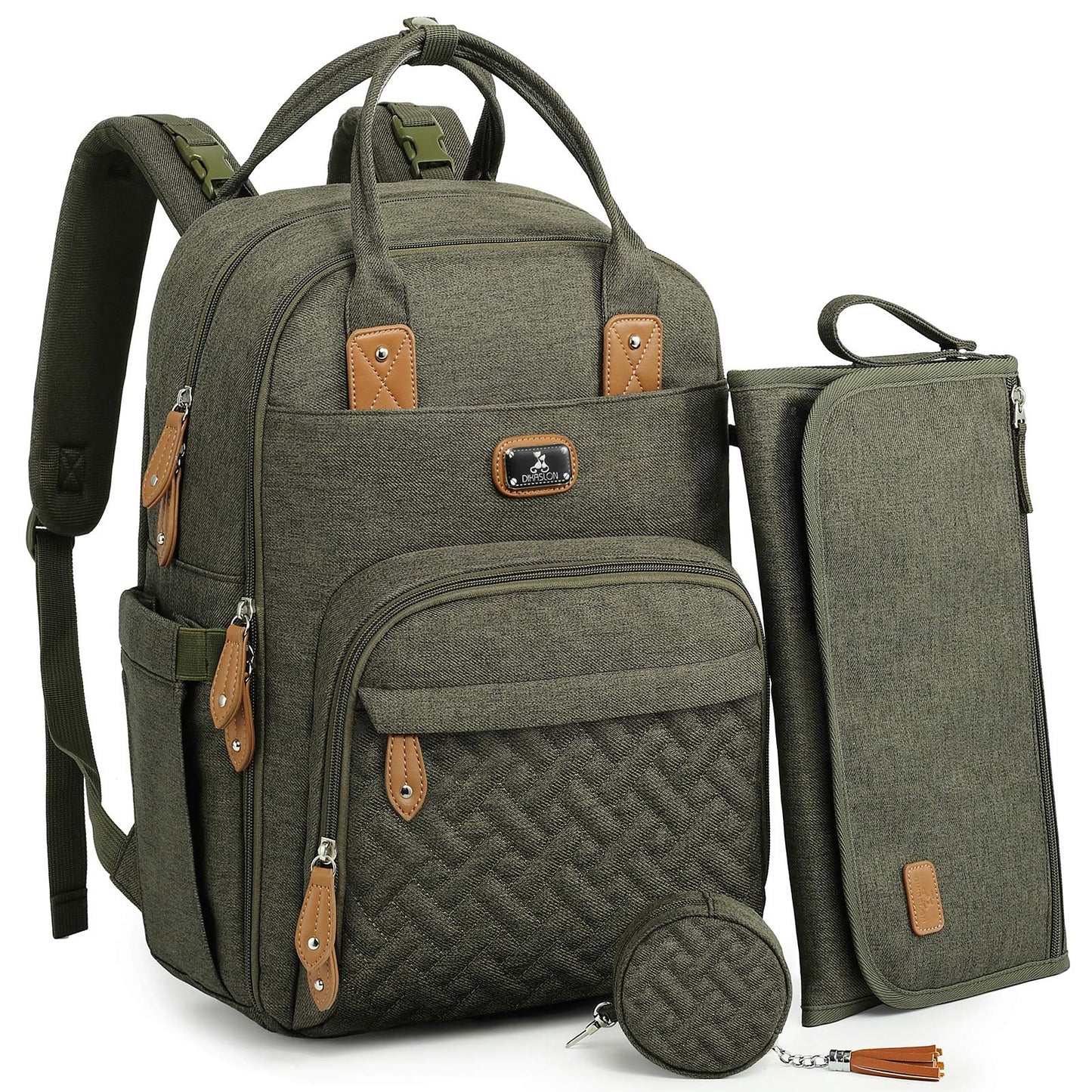 Wickelrucksack mit Wickelauflage, Armeegrün