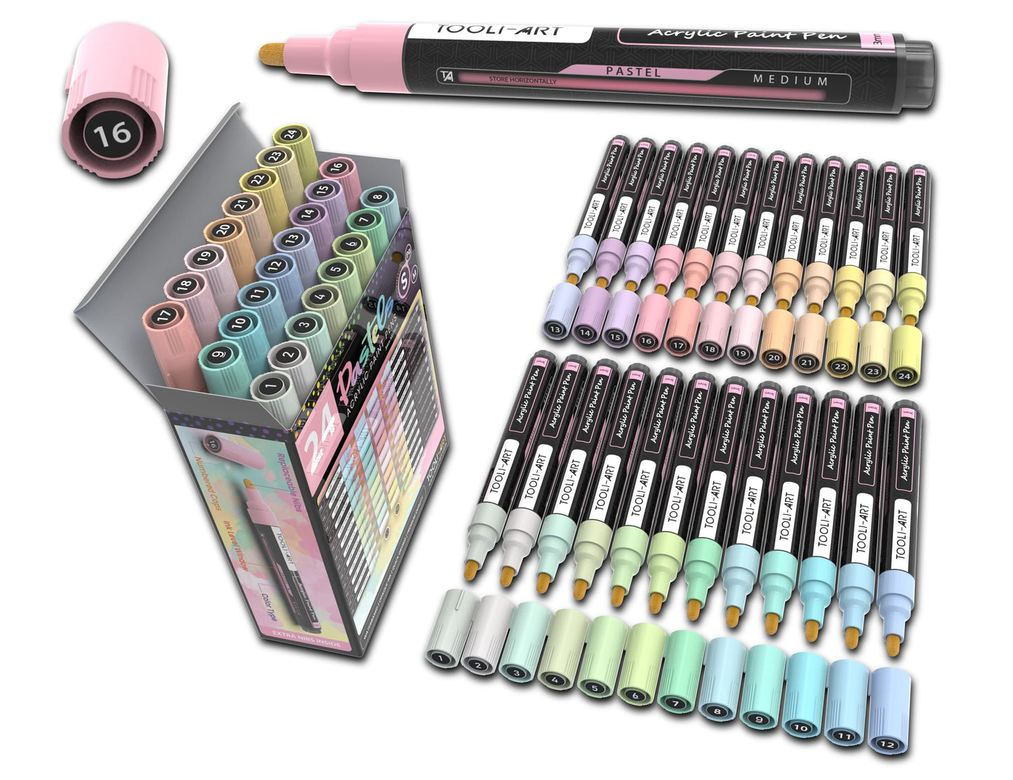 Acrylstifte-Set für Steinmalerei, PASTELL MITTEL