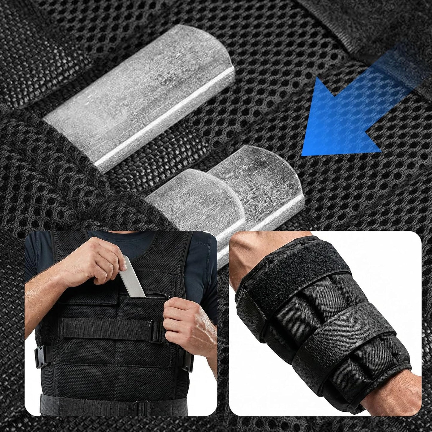 Stahl-Gewichtsplatten 10er-Set für Trainingswesten, 15CM