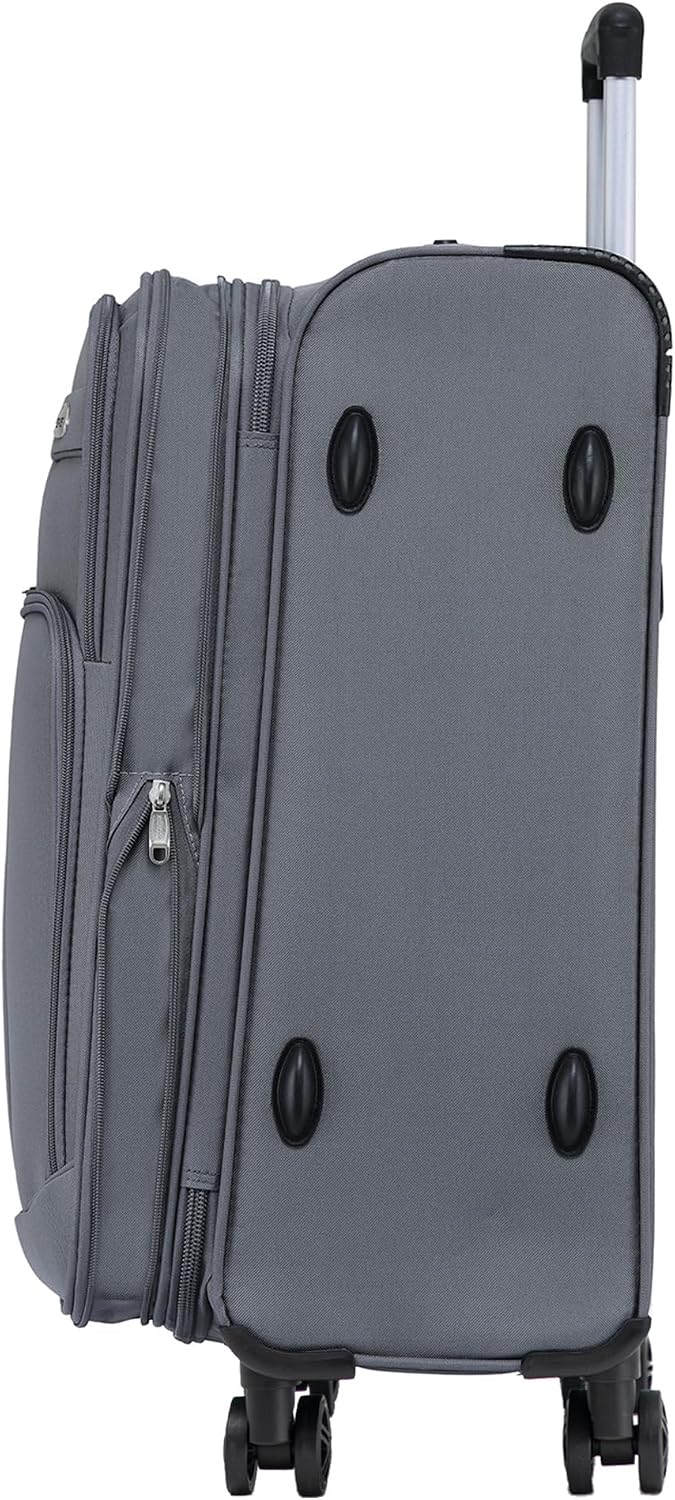 Leichter XL-Stoffkoffer mit Zahlenschloss, Grau XL-Grosser Koffer-74cm