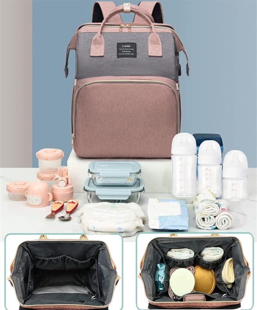 Multifunktionaler Wickeltaschen-Rucksack mit Wickelunterlage, Rosa