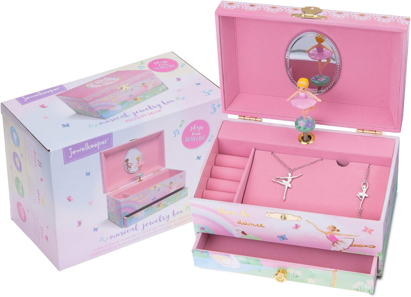 Spieluhr & Mädchenschmuck-Set Ballerina, Ballerina-Regenbogen