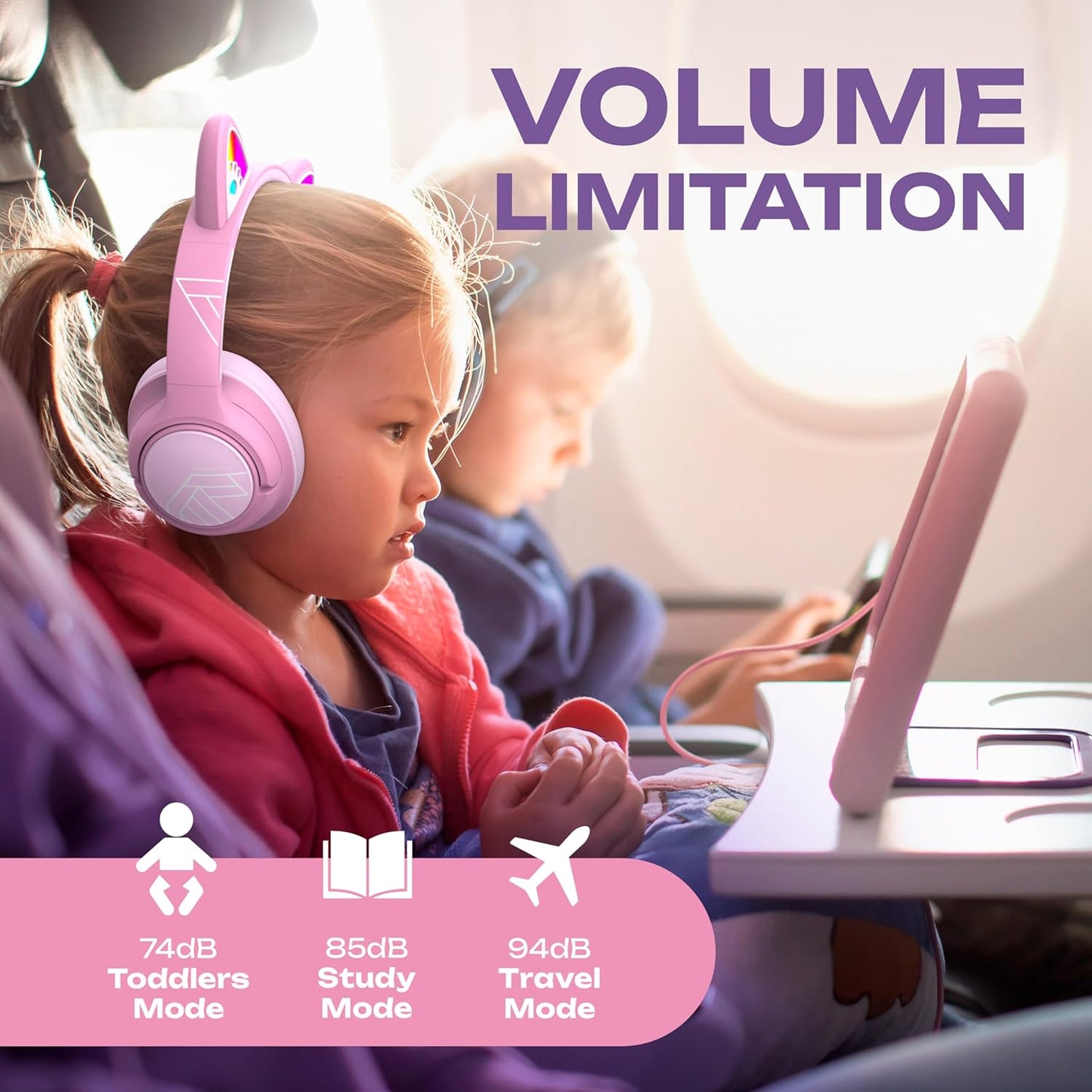 Bobo Bluetooth-Kopfhörer für Kinder, Rosa