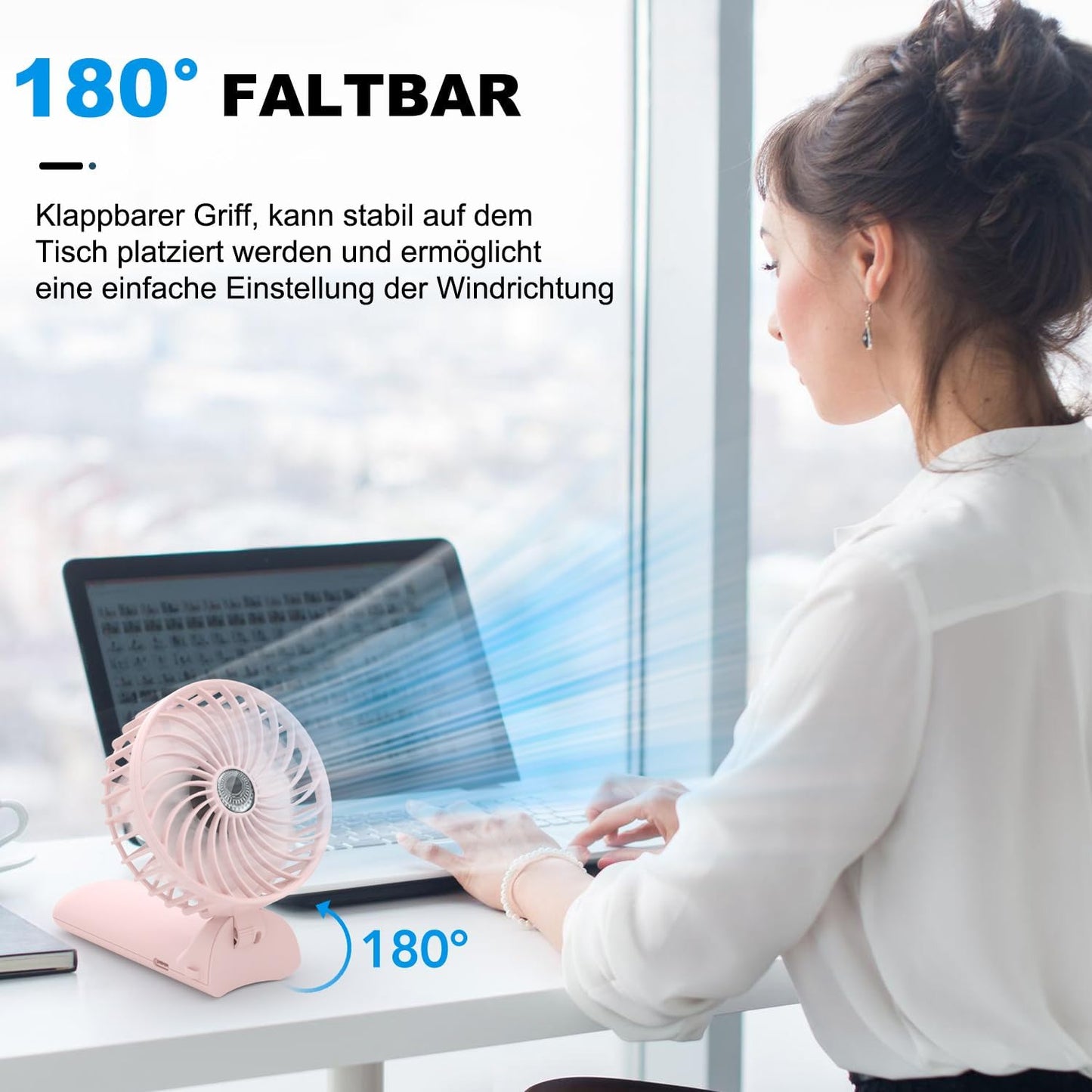 Faltbarer Mini-USB-Handventilator, leise und wiederaufladbar, Grün