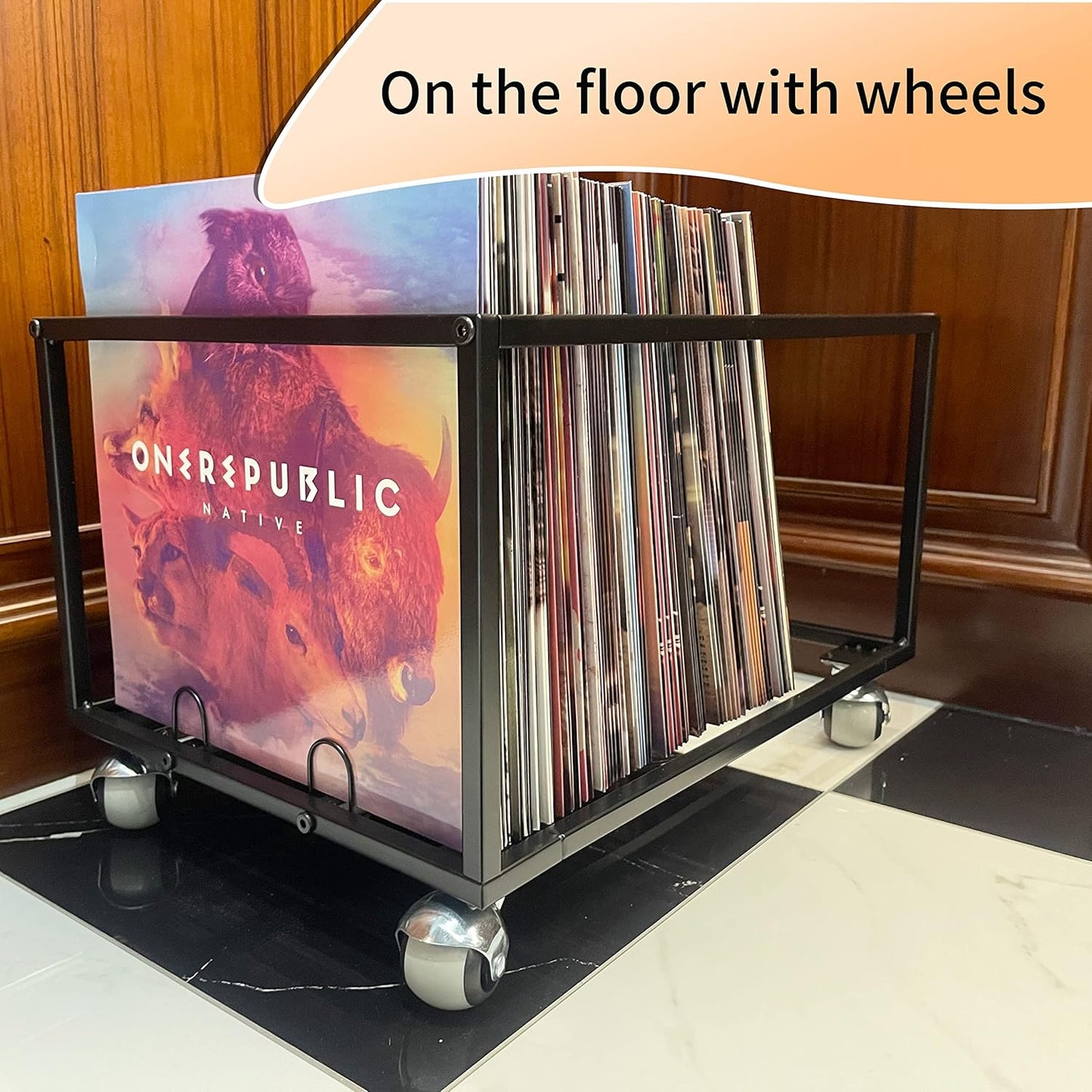 Schallplatten-Organizer auf Rädern