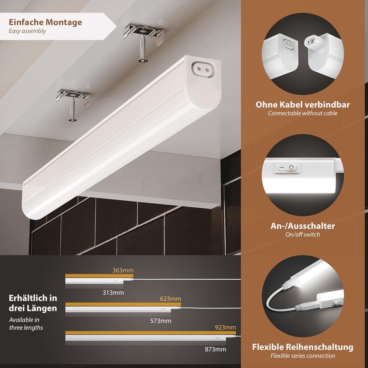 3er Set LED Unterbau-Leuchten Rigel, 3er Set 31,3cm / 445lm