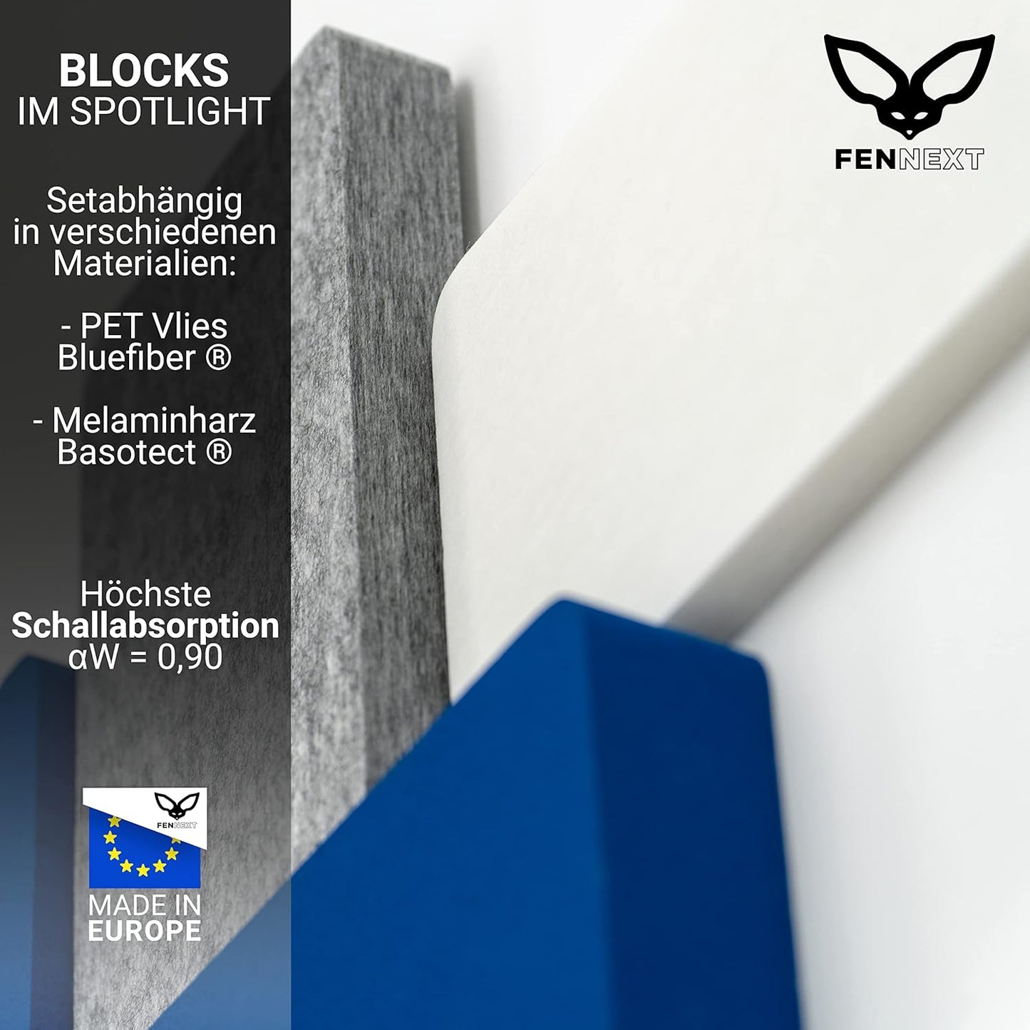 9 Stück 3D Schallabsorber-Paneele Vliesduo für Akustikdämmung, Starterset "VLIESDUO"