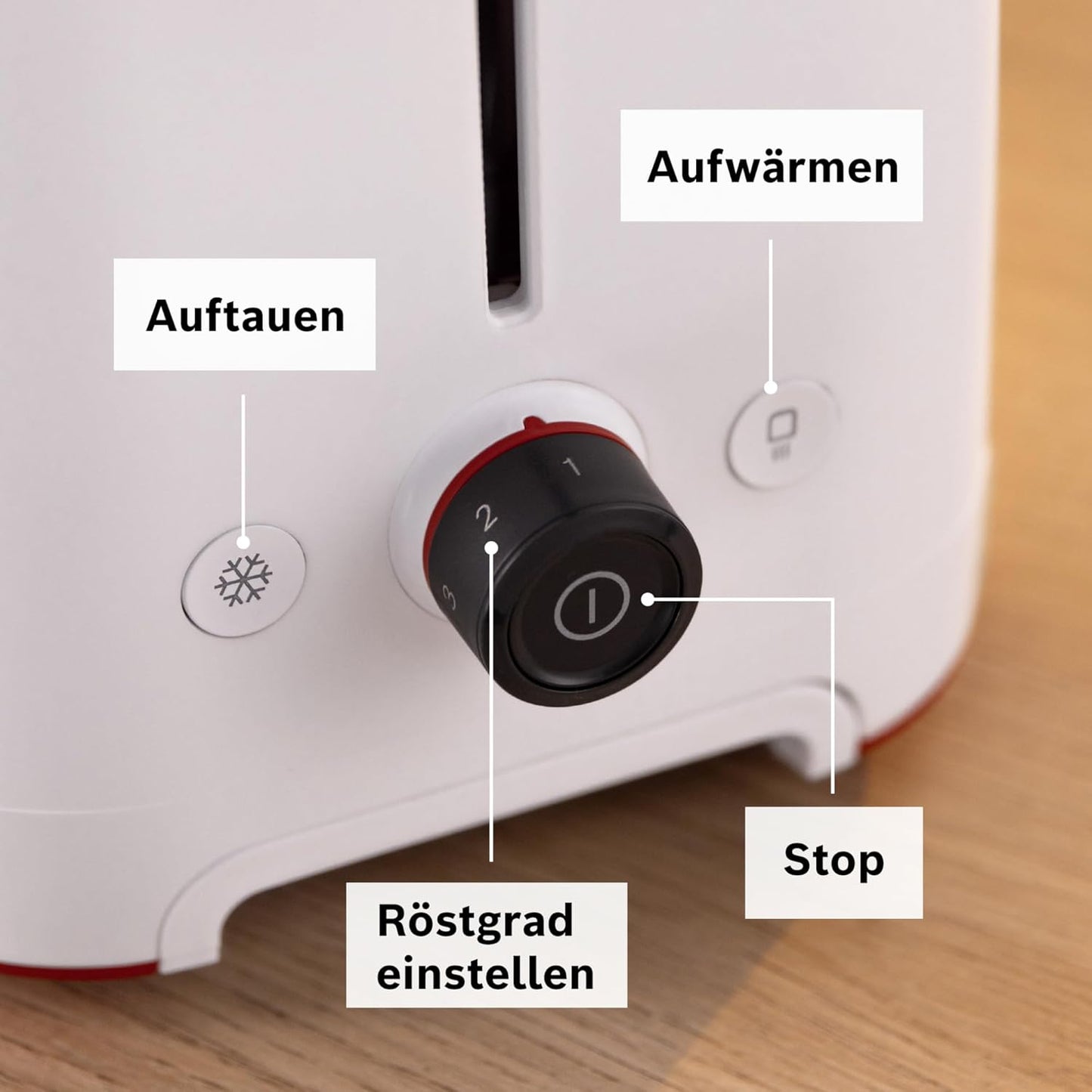 MyMoment Toaster mit Brötchenaufsatz und Auftaufunktion, Weiss