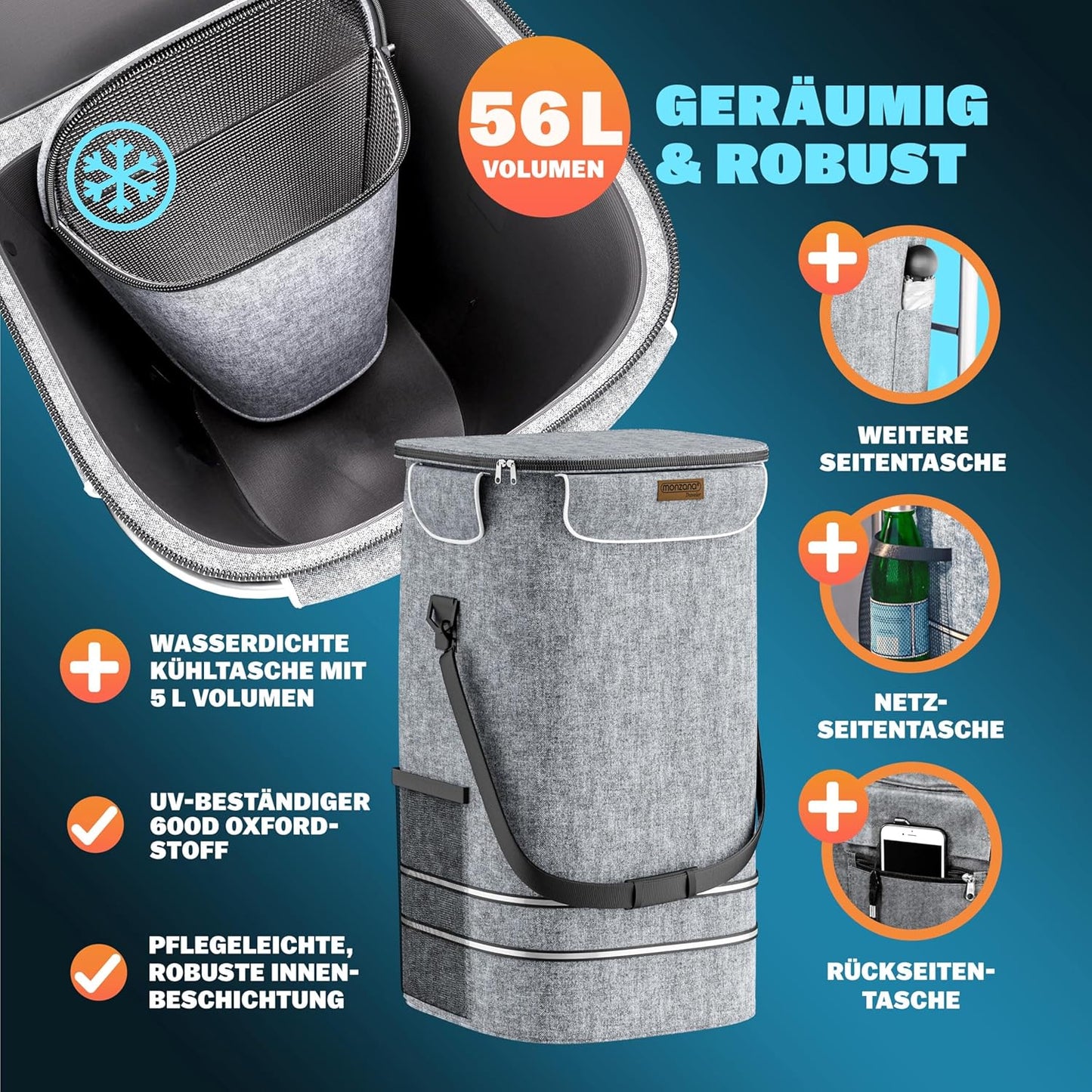 3in1 Einkaufstrolley mit Treppensteiger-Funktion, Grau