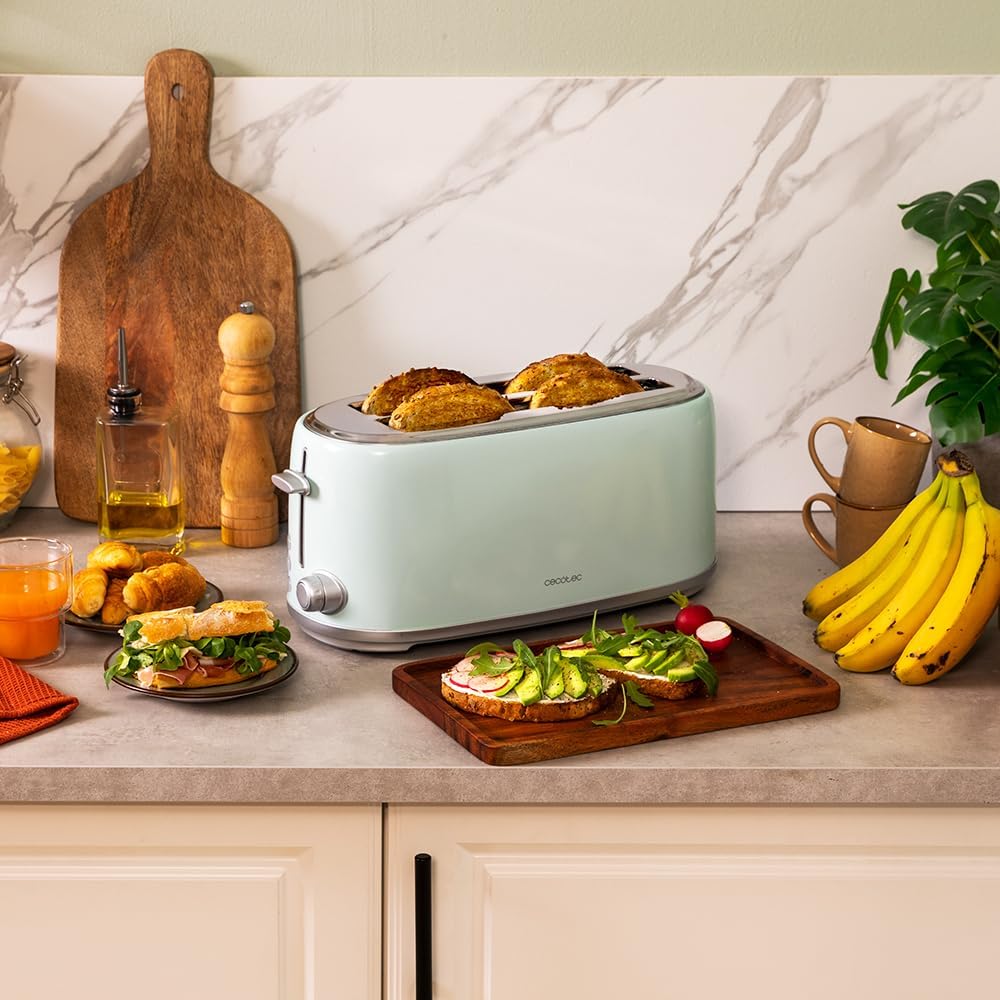 Retro-Toaster mit Krümelschublade, Retro - 4 Scheiben Blue