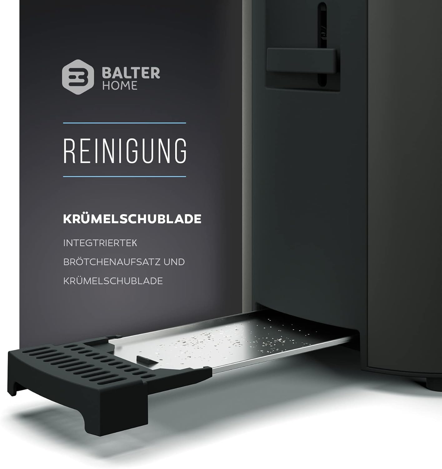 Toaster mit Langschlitz und LCD-Anzeige, Grau