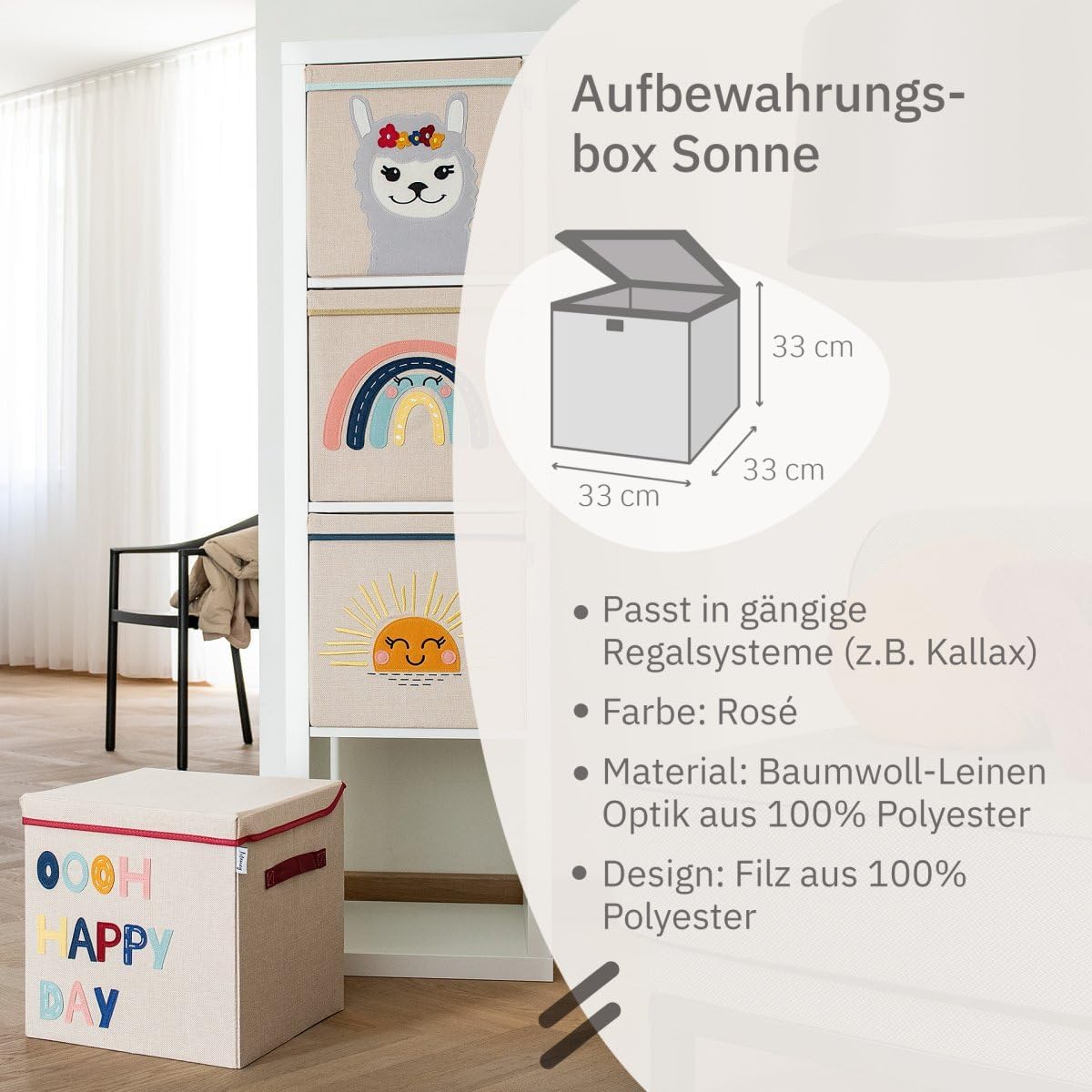 Aufbewahrungsbox mit Deckel und Sonnenmotiv, Sonne