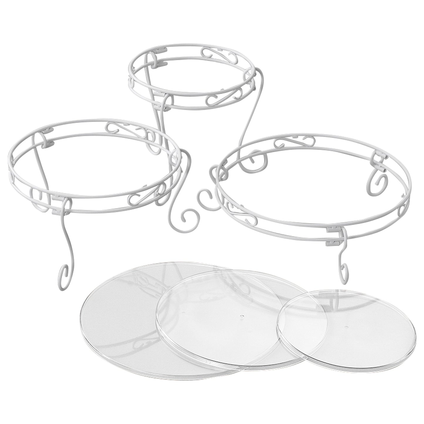 3-teiliges Torten- und Dessertständer-Set, Weiss/Opulenter Garten