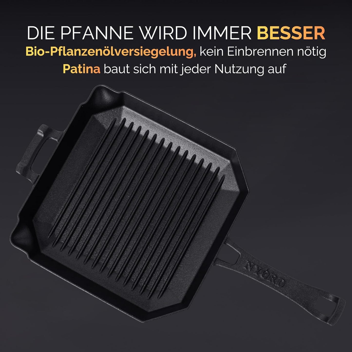 Gusseisen-Grillpfanne mit Grillrillen