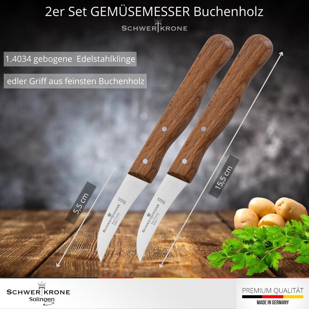 2er-Set Gemüsemesser, 2 2,5" gebogen